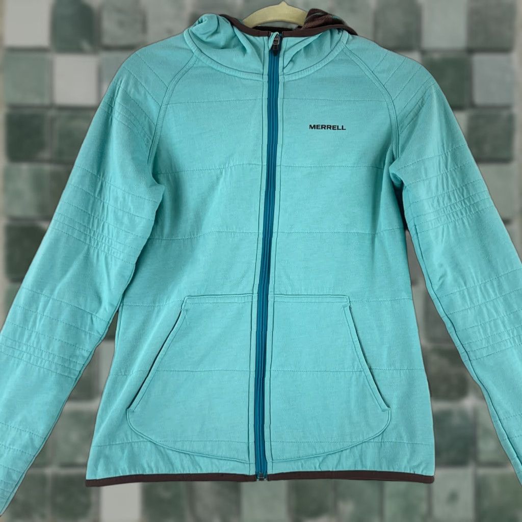 Merrell Merrell Womens Sweater Full Zip Hooded Long Sleeve Pockets Blue Outdoor Casual Travel Shirt Size S / US 4 / IT 40 - 1 Thumbnail
