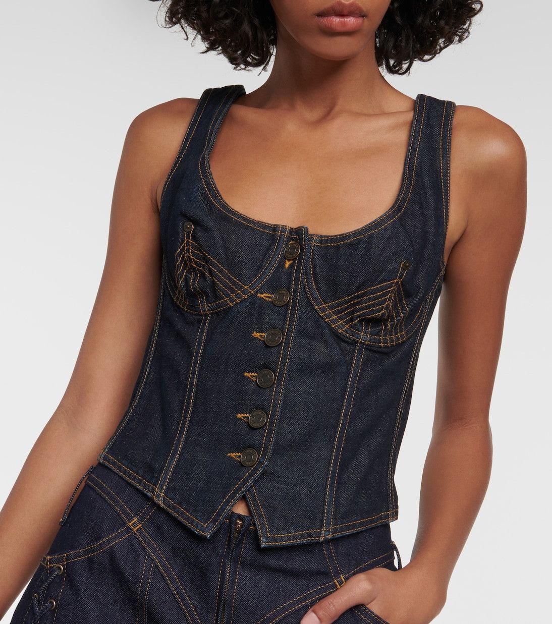 Jean Paul Gaultier $912 Jean Paul Gaultier Denim Bustier Size S / US 4 / IT 40 - 2 Thumbnail