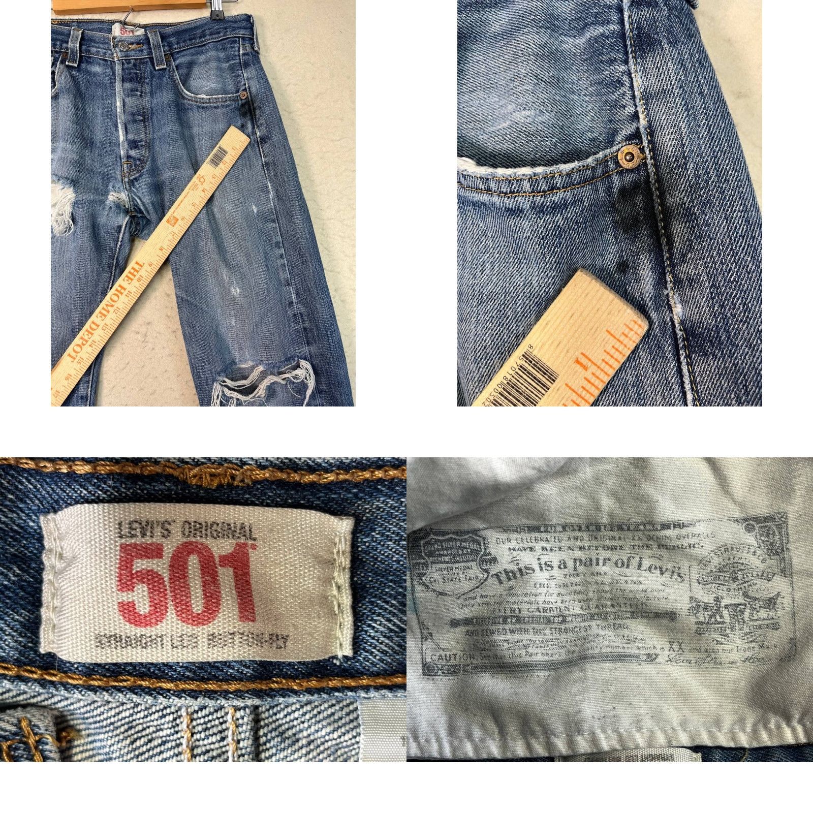 Levi's Levi's 501 Button Jeans Men Distresed Blue Cotton Classic Denim 31x34 See Pics Size US 31 - 8 Thumbnail