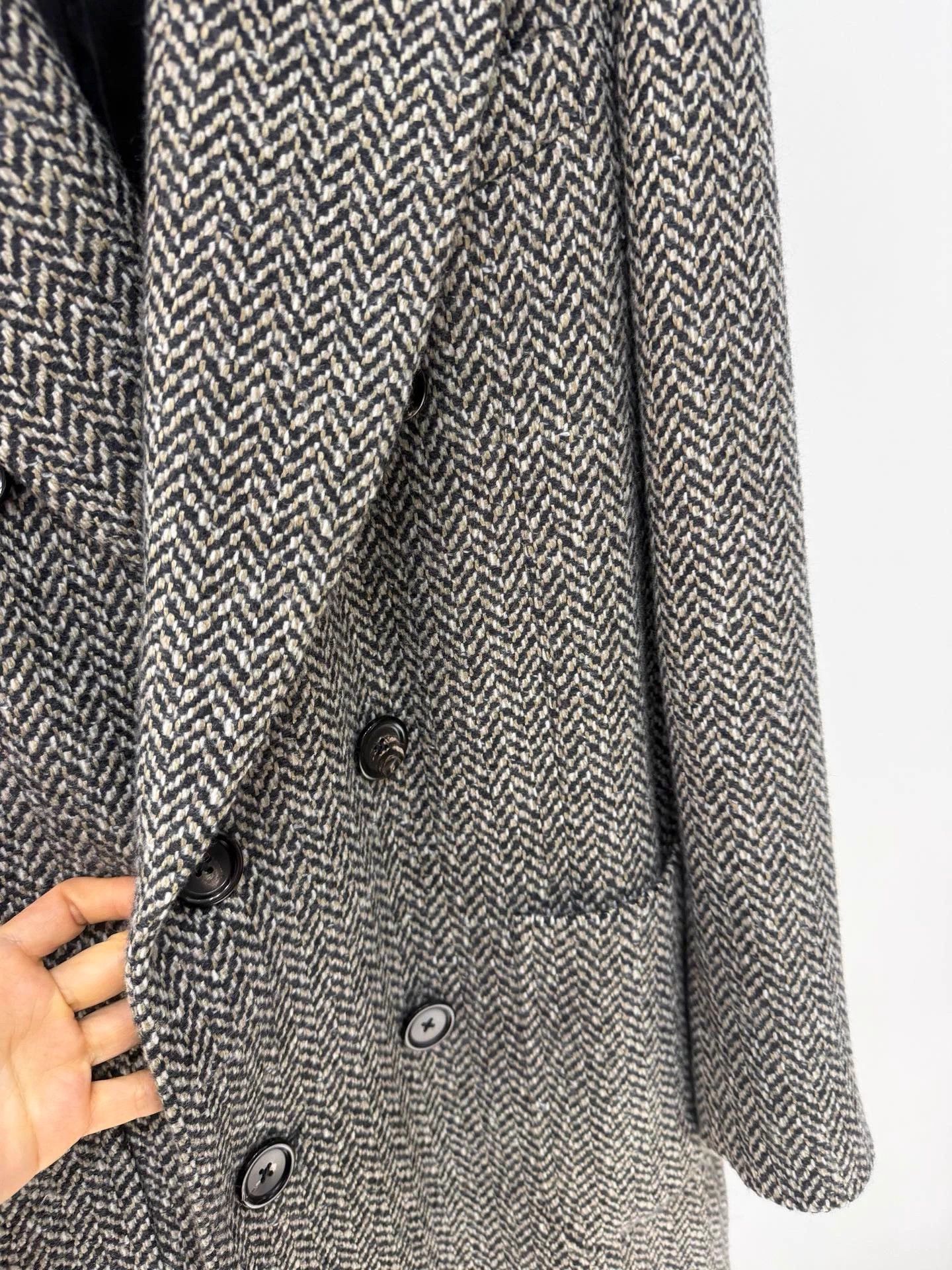 Loro Piana Loro Piana houndstooth gray brown mid overcoat new Size M / US 6-8 / IT 42-44 - 3 Thumbnail