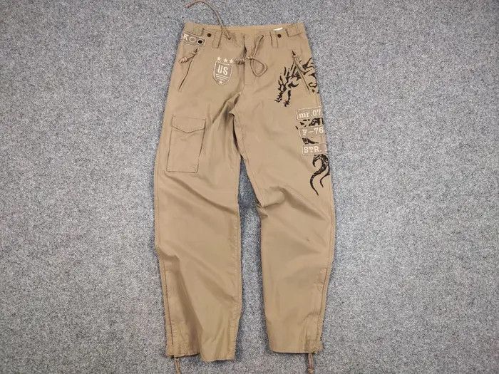 If Six Was Nine Vintage 90's Japan style Casual Cargo Pants Dragon Logo Size US 34 / EU 50 - 5 Thumbnail