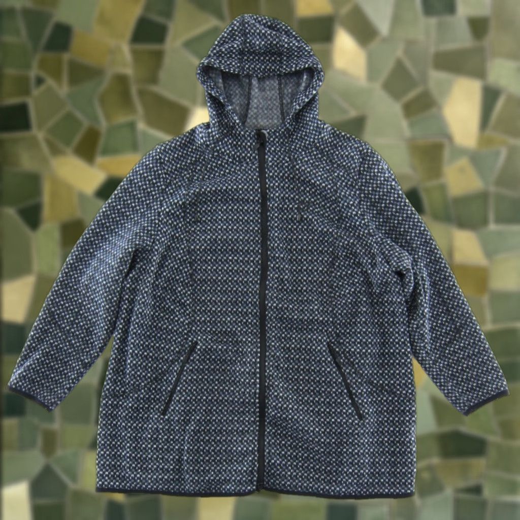 Vintage Ulla Popken Blue Black Polka Dot Fleece Pocket Hooded Softshell Jacket Women 20/22 Size 3XL / US 20-22 - 1 Thumbnail
