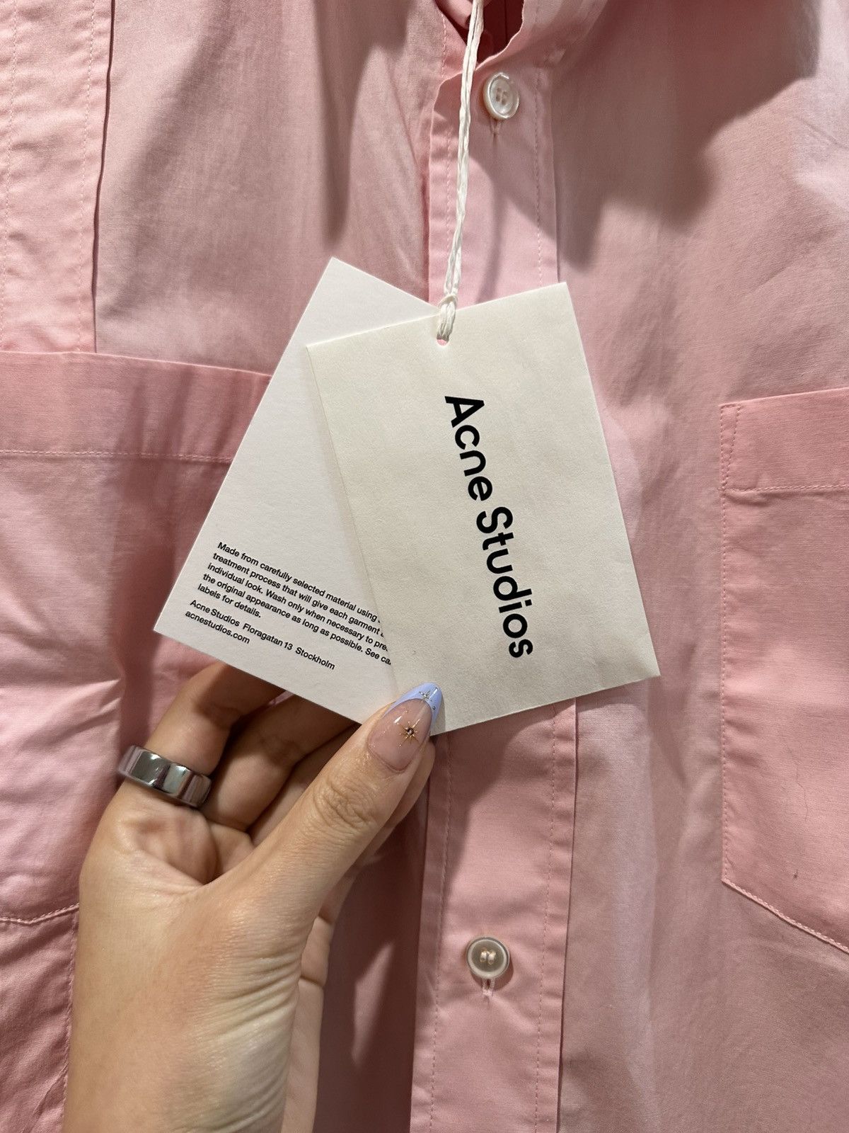 Acne Studios Acne Studios Tape-detail Pink Classic-collar Shirt Men's M Size US M / EU 48-50 / 2 - 3 Thumbnail