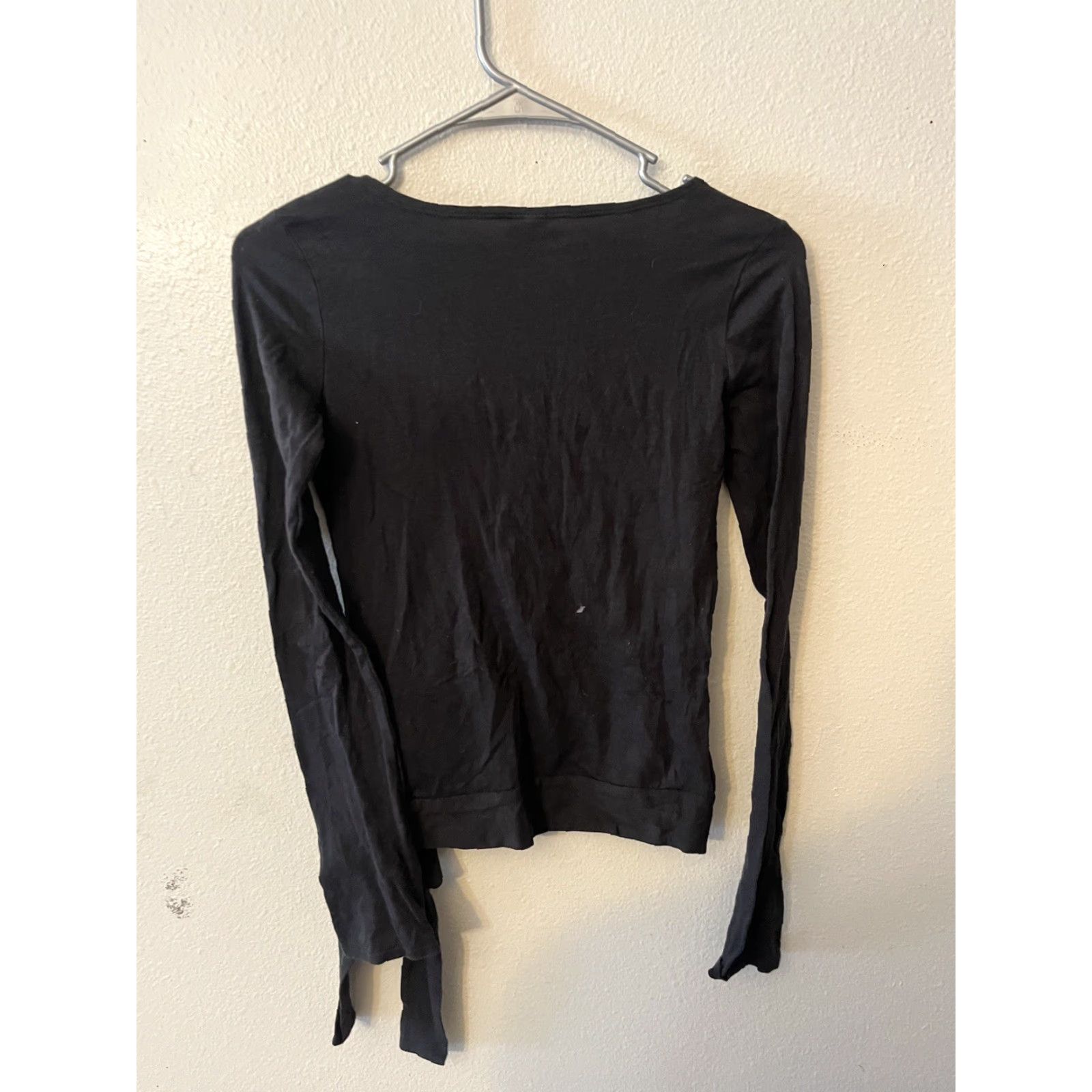 Tommy Hilfiger Tommy Jeans Womens Black V Neck Long Sleeve Cross Front Knit Cotton Size XS / US 0-2 / IT 36-38 - 2 Thumbnail