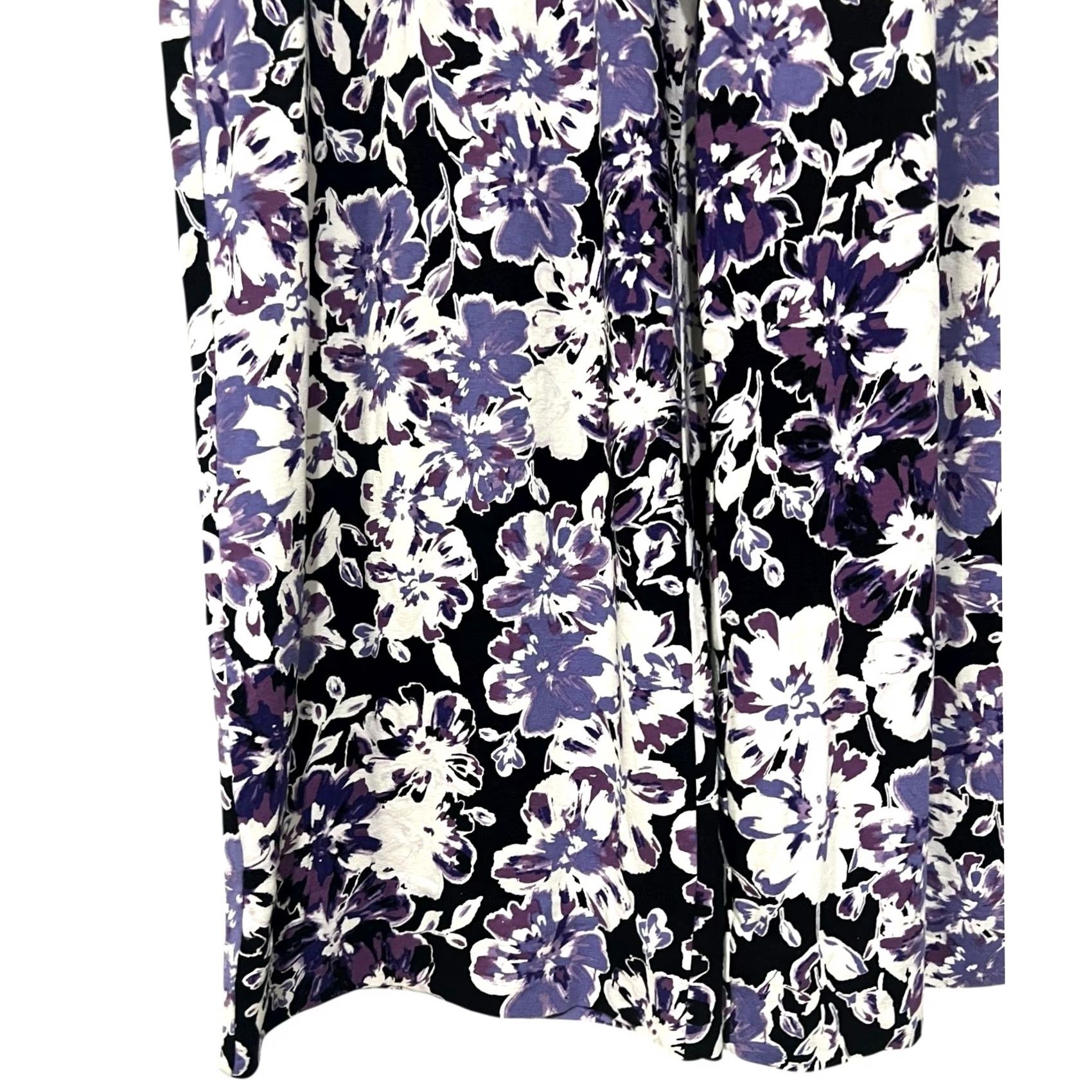 J. Jill J.Jill Wearever Collection Wide Leg Cropped Floral Pants Purple White S Women Regular Rayon Pull On Size 28" / US 6 / IT 42 - 3 Thumbnail