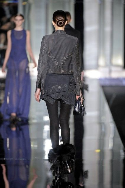 Roberto Cavalli AWO9 Runway Draped Suede Studded Leather Jacket Size M / US 6-8 / IT 42-44 - 5 Thumbnail