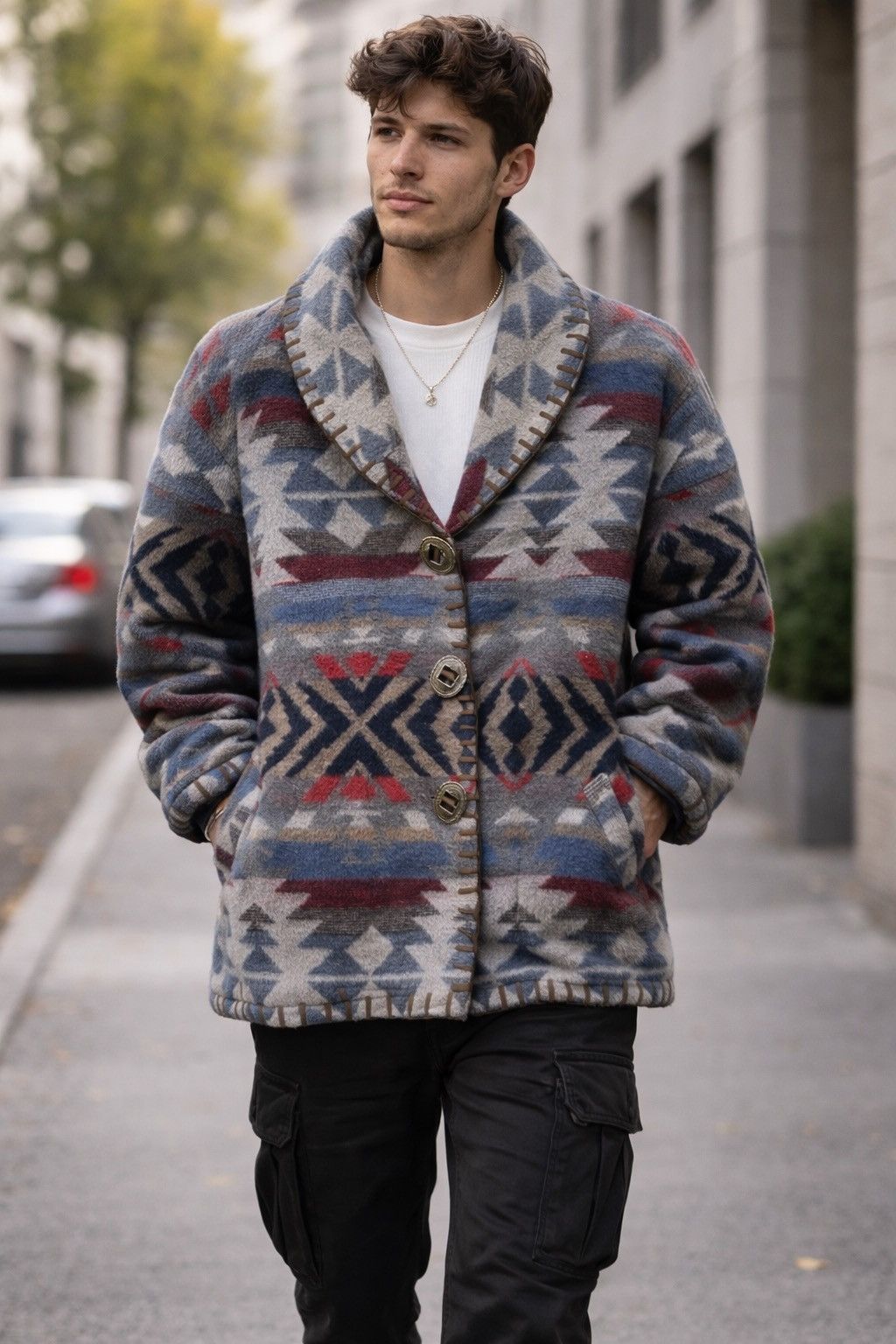Japanese Brand SABUROKU Japan Aztec Southwestern Wool Blanket Jacket Native Size US M / EU 48-50 / 2 - 1 Thumbnail