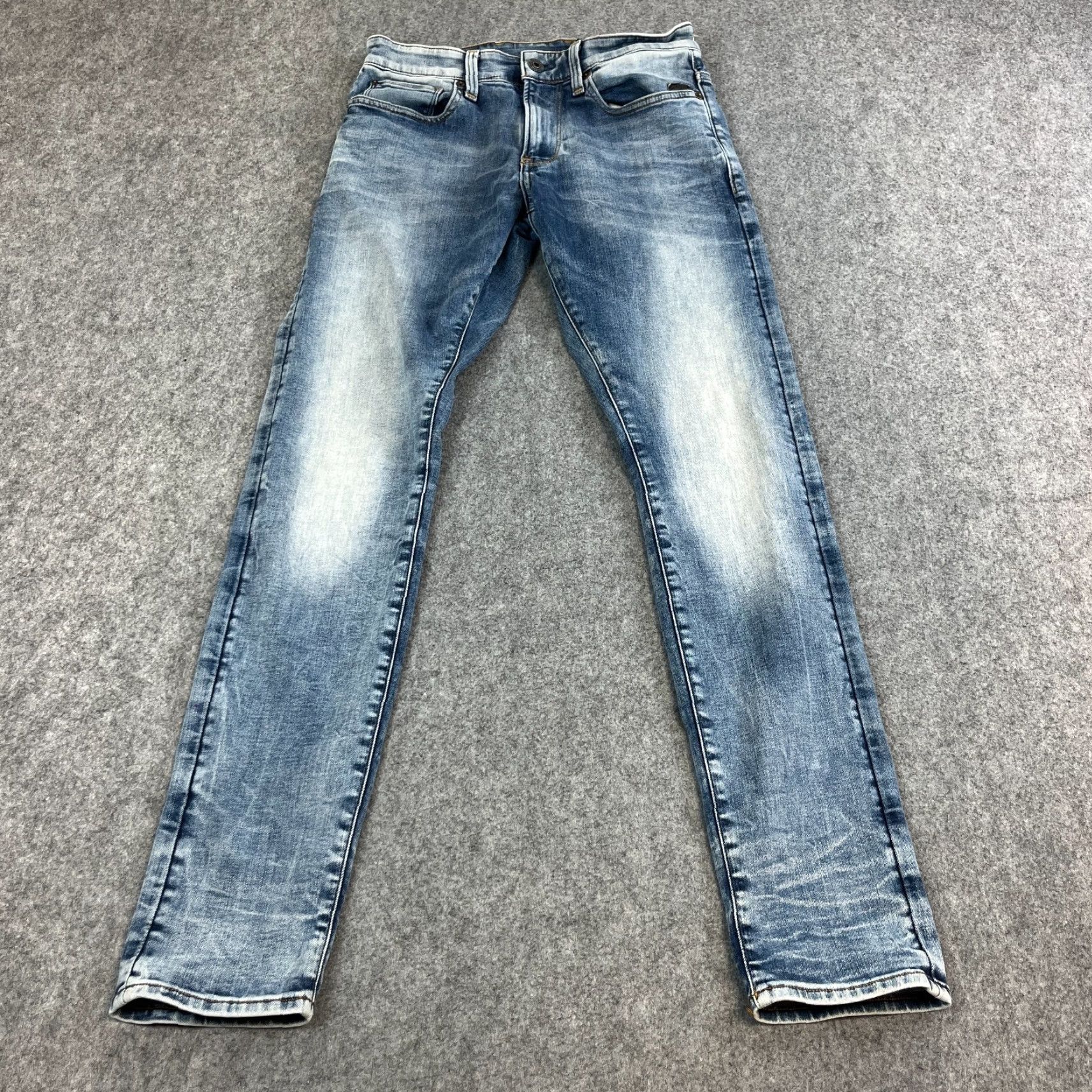 G-Star G-Star Jeans Slim Skinny 29 32 Light Blue Whiskers Stretch Revend Mens Jeans Slim Light Wash 5-Pocket Denim Cotton Star Theme, Regular Rise Womens? Size US 29 - 2 Thumbnail