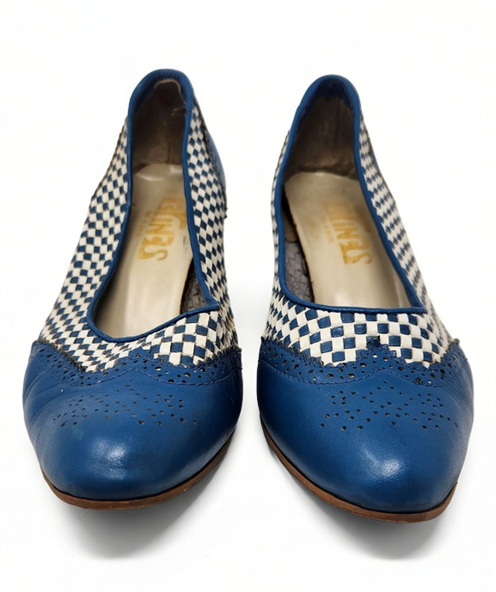 Other Latinas Vintage 80s Checkered Brogue Pumps Block Heel Sz 8.5 Size US 8.5 / IT 38.5 - 5 Thumbnail