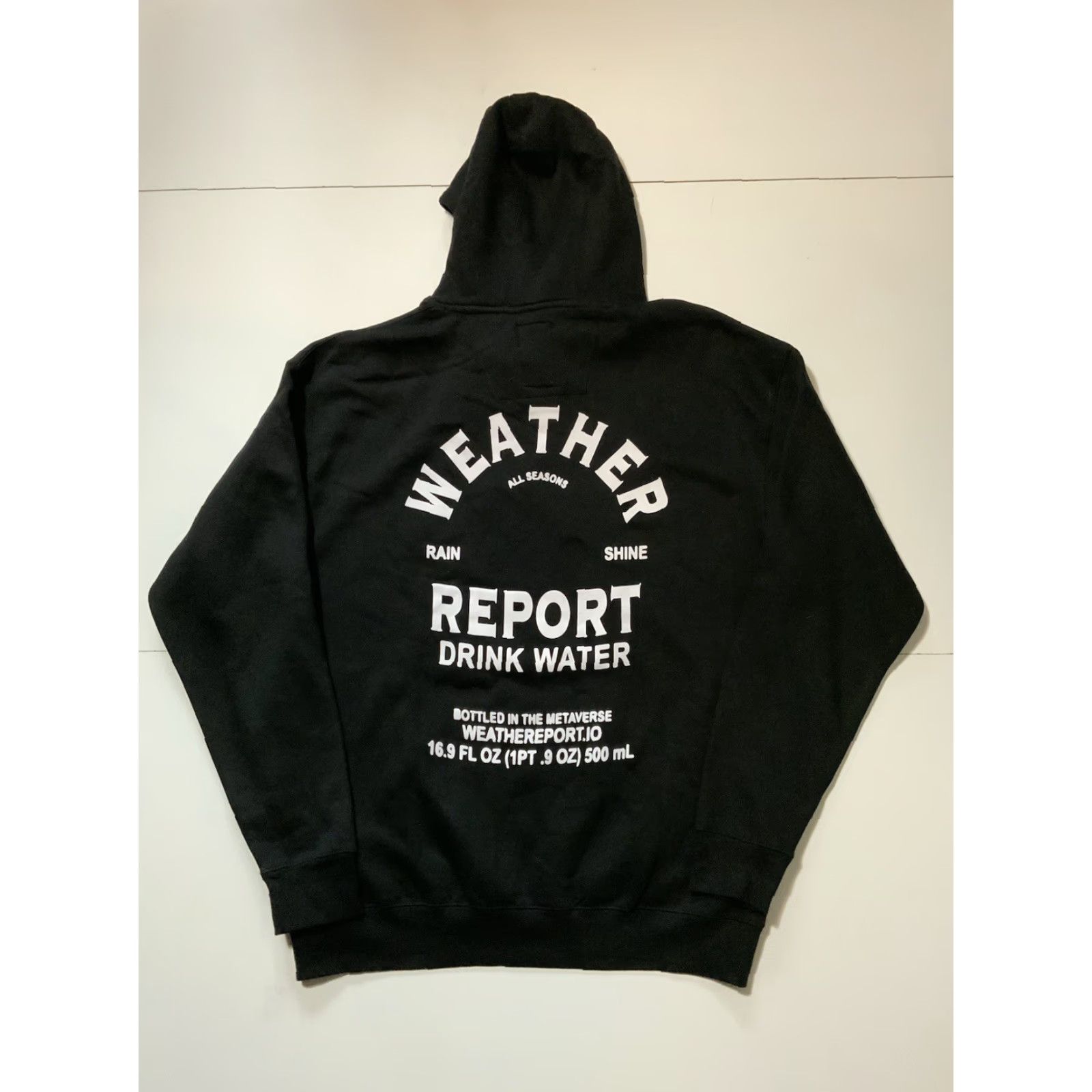 Vintage Weather Report Drink Water All Seasons Bottled In The Metaverse Black Hoodie XL Size US XL / EU 56 / 4 - 2 Thumbnail