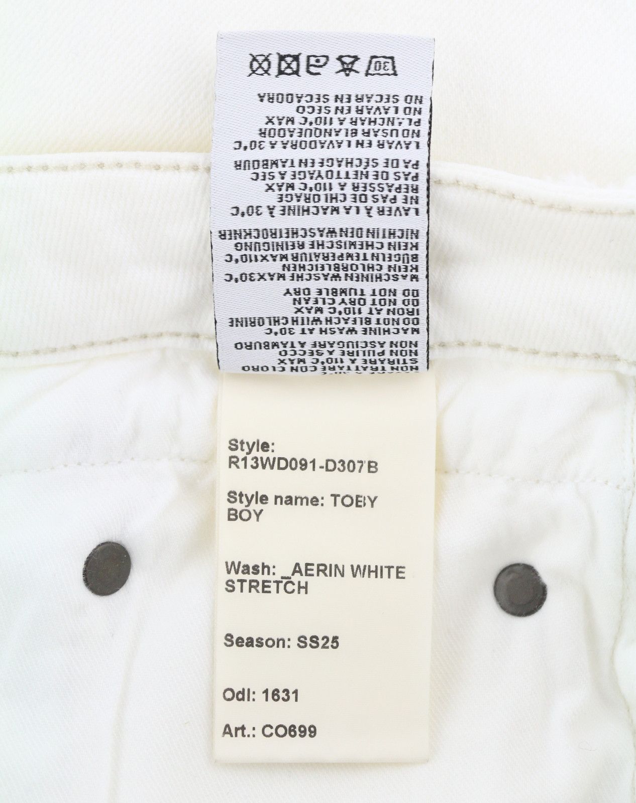 R13 TOBY BOY 26 Aerin White Stretch Low Rise Jeans 88827 Size 26" / US 2 / IT 38 - 9 Thumbnail