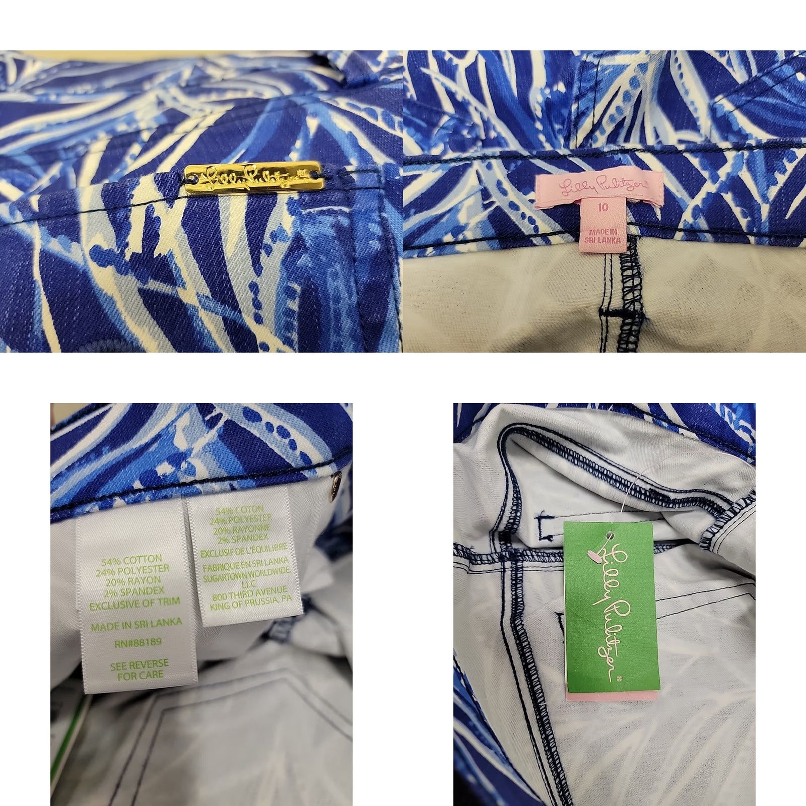 Lilly Pulitzer NWT Lilly Pulitzer Skinny Crop Pants Womens 10 Twilight Blue Size 32" / US 10 / IT 46 - 9 Thumbnail