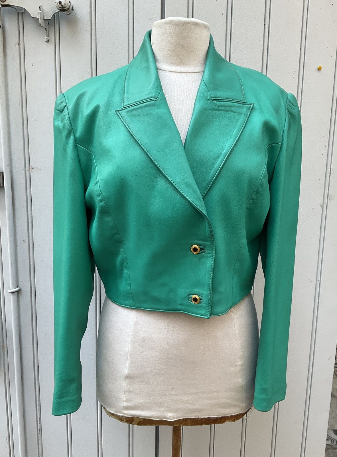 Vintage 80’s Vintage green leather jacket Size M / US 6-8 / IT 42-44 - 1 Thumbnail