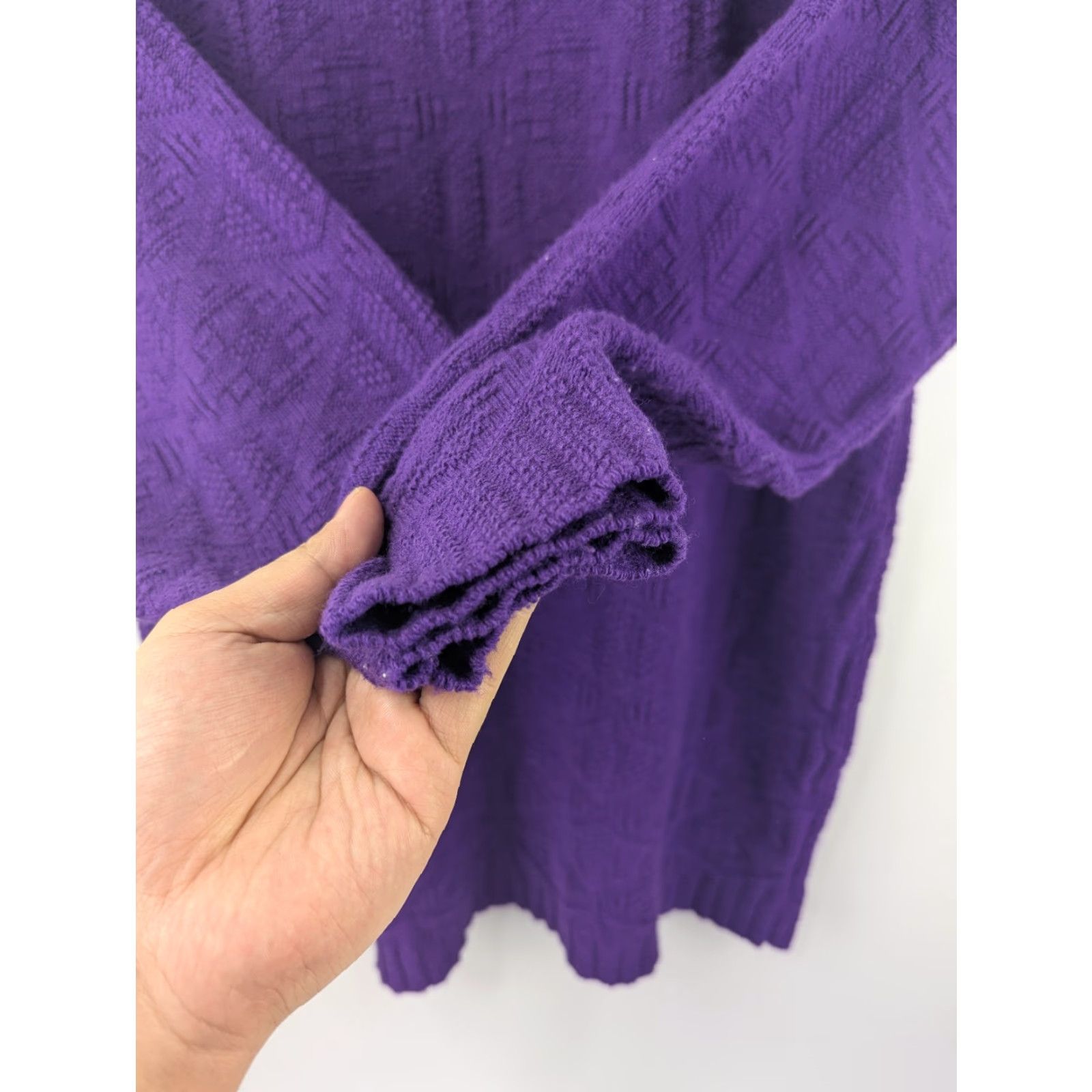 Etro VINTAGE Spunky Knit Sweater Purple Women's Large 80s 90s USA Retro Pullover Knit Sweatshirt pullover Dolman Crew Neck 100% Acrylic M Size L / US 10 / IT 46 - 3 Thumbnail