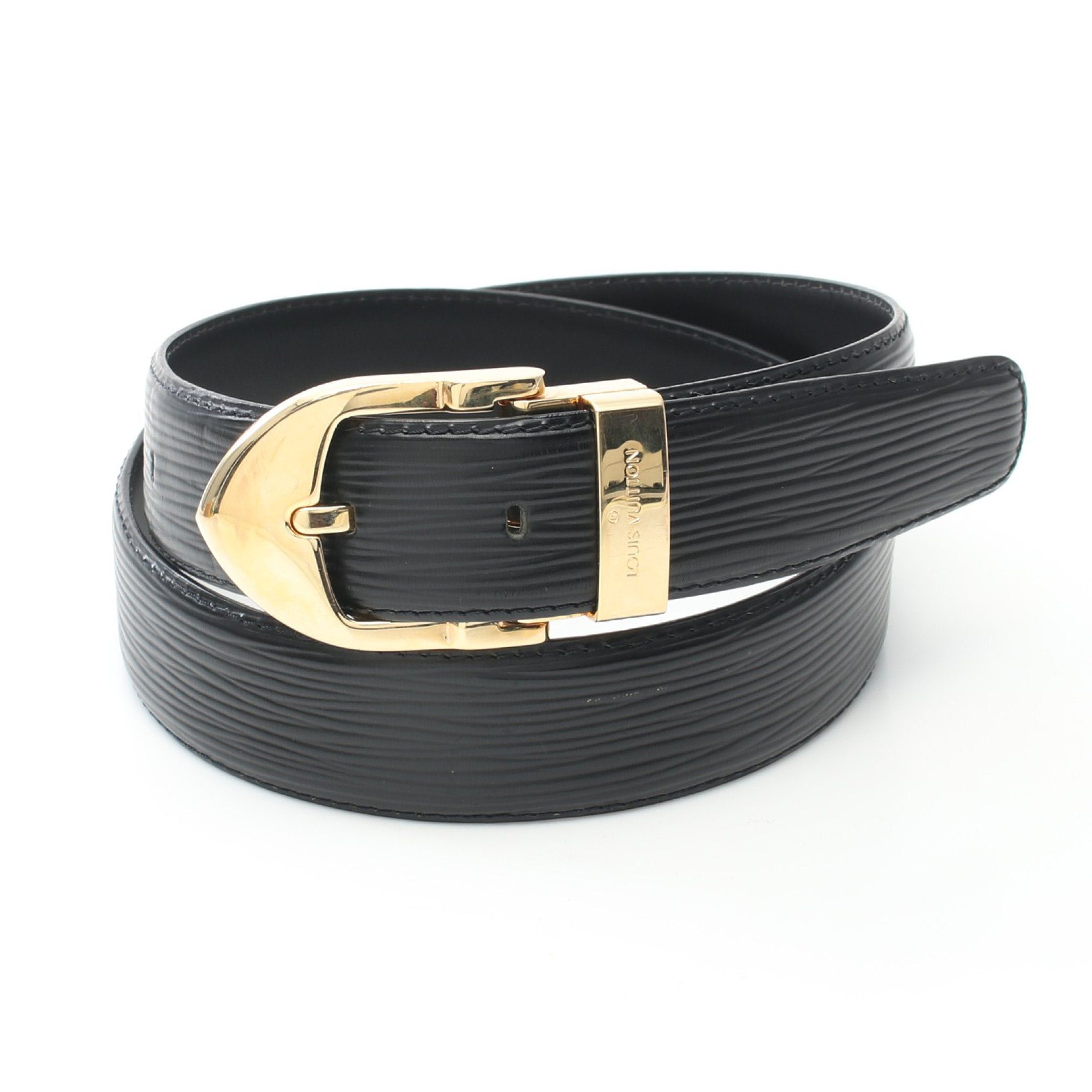 image of Louis Vuitton Ceinture Classic Epi Noir Belt Leather Black Gold Hardware, Men's