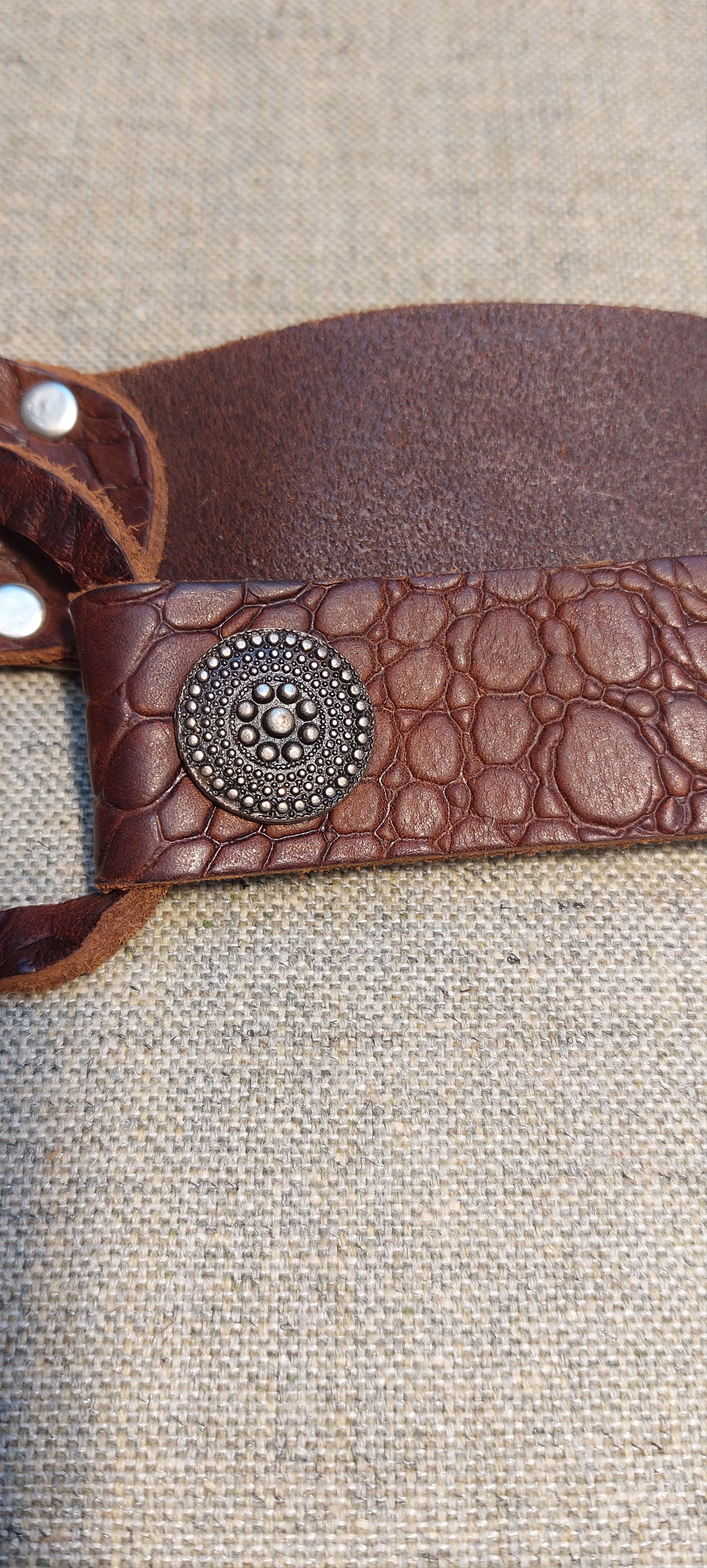 Vintage Vintage Western Leather Belt w/ Metal Rosette Accents Size ONE SIZE - 3 Thumbnail
