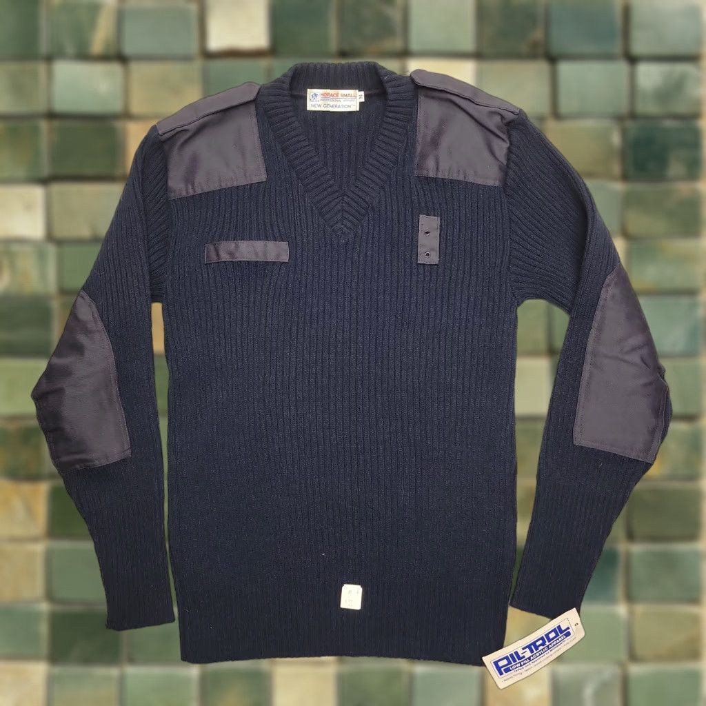 Vintage VINTAGE Horace Small Sweater Mens M Blue Wool Blend Military Elbow Patches Size US M / EU 48-50 / 2 - 1 Thumbnail
