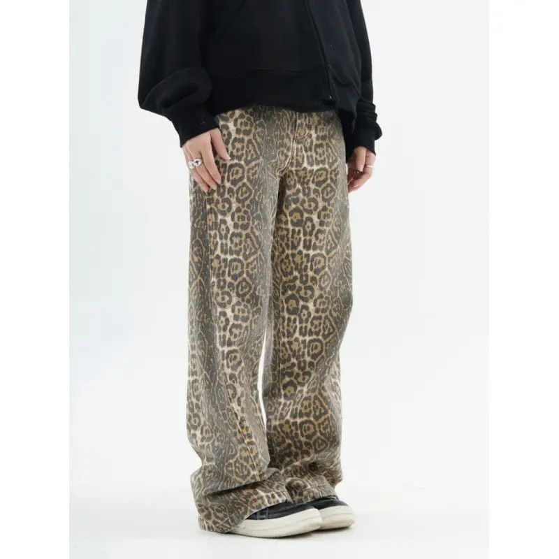 Japanese Brand × Jean Retro loose high street leopard print jeans Size US 32 / EU 48 - 1 Thumbnail
