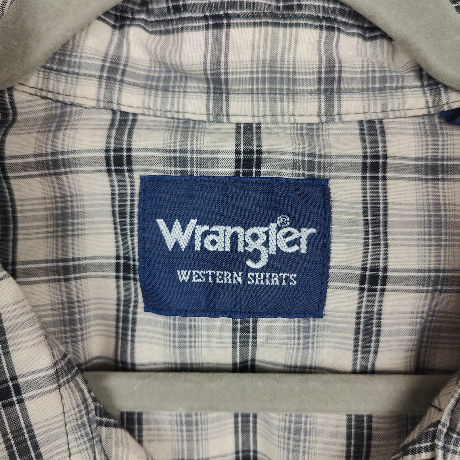 Wrangler Wrangler Pearl Snap Button Shirt Mens XL Gray Cream Plaid Size US XL / EU 56 / 4 - 4 Thumbnail