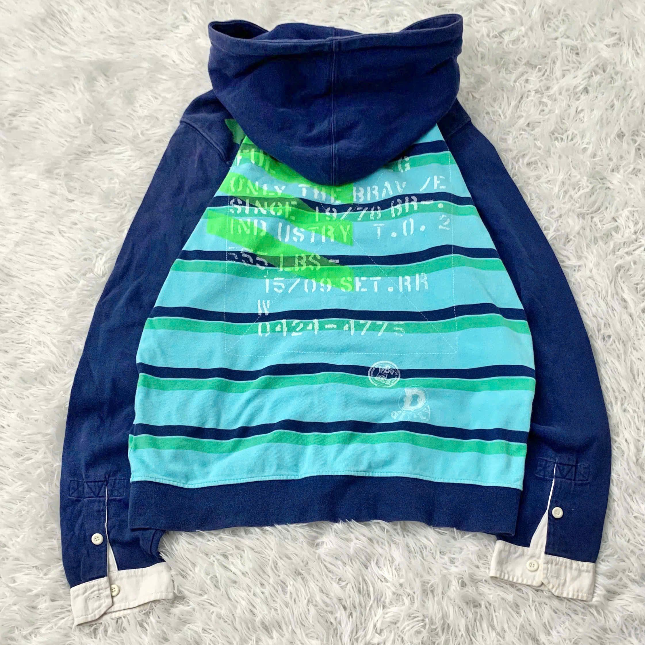 Diesel Archive Hybrid Hoodie - Deconstructed Striped Zip-Up