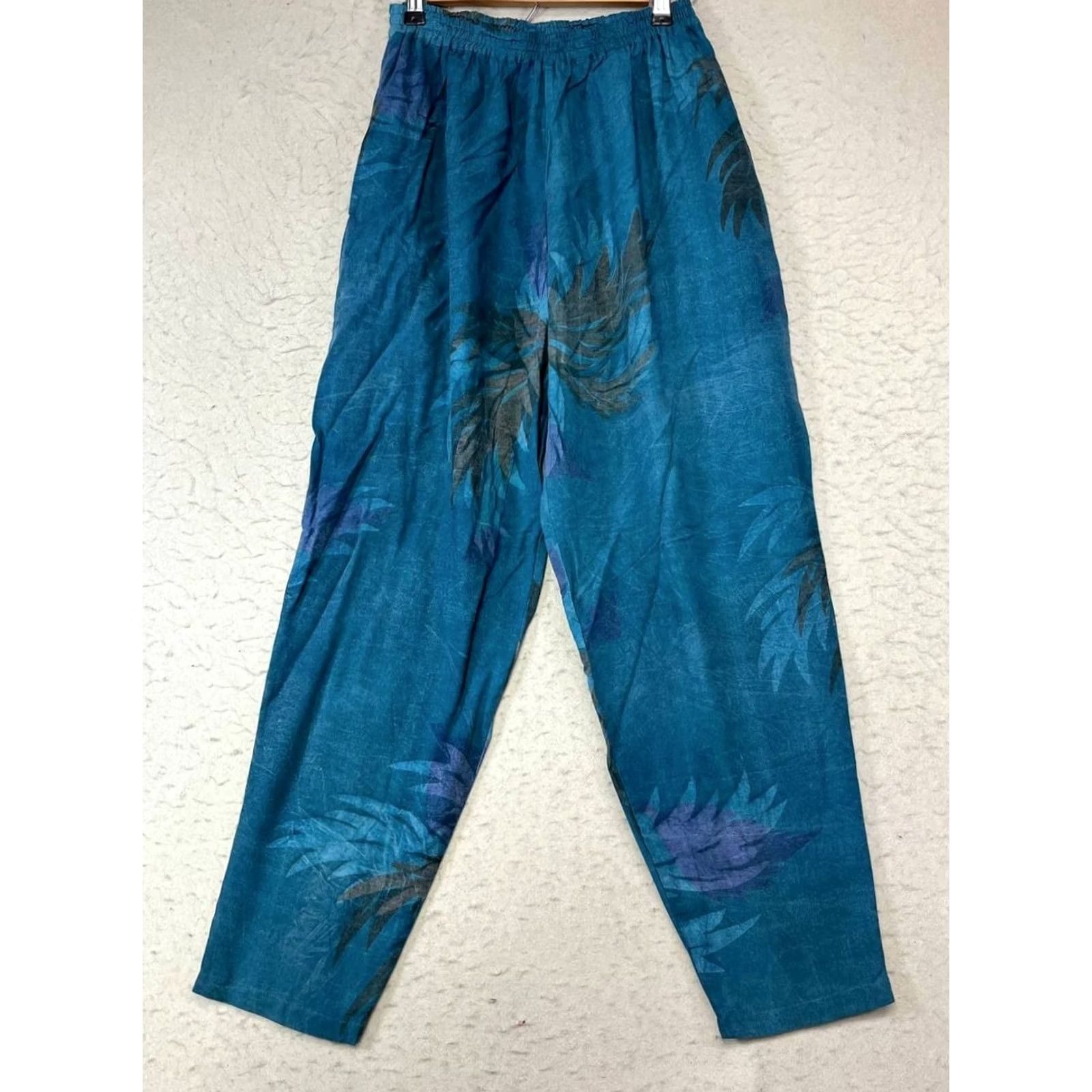 Vintage Rum Reggae Blue Batik-Print M Elastic Drawstring Waist Pants Top Bottoms Casual Size M / US 6-8 / IT 42-44 - 7 Thumbnail