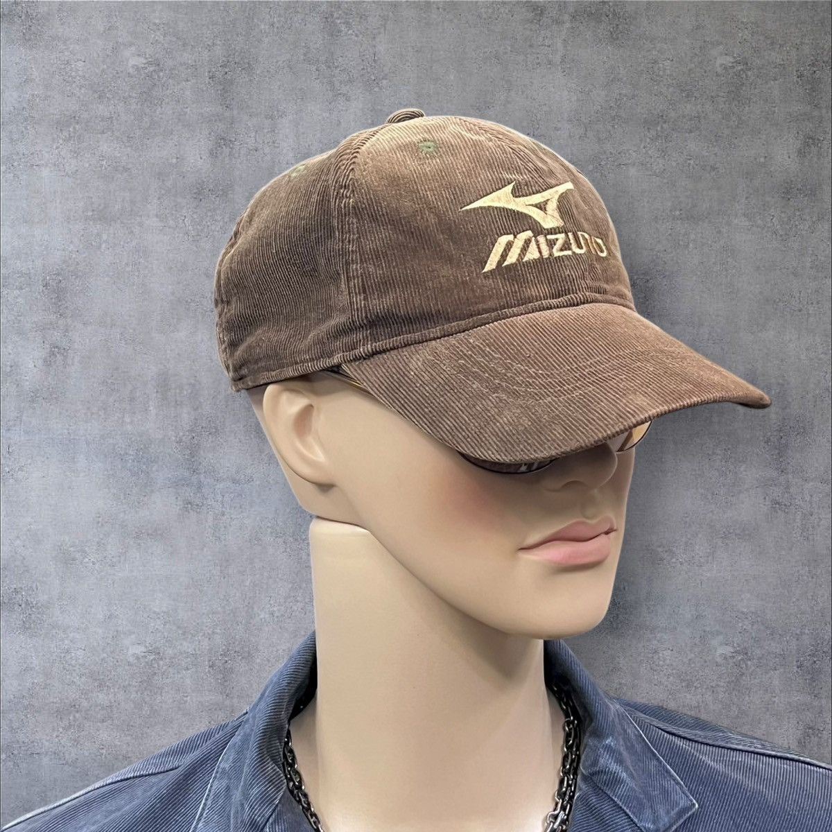 Mizuno 🔥Vtg Mizuno Brown Corduroy Cap Big Spellout Logo Strapback Size ONE SIZE - 2 Thumbnail