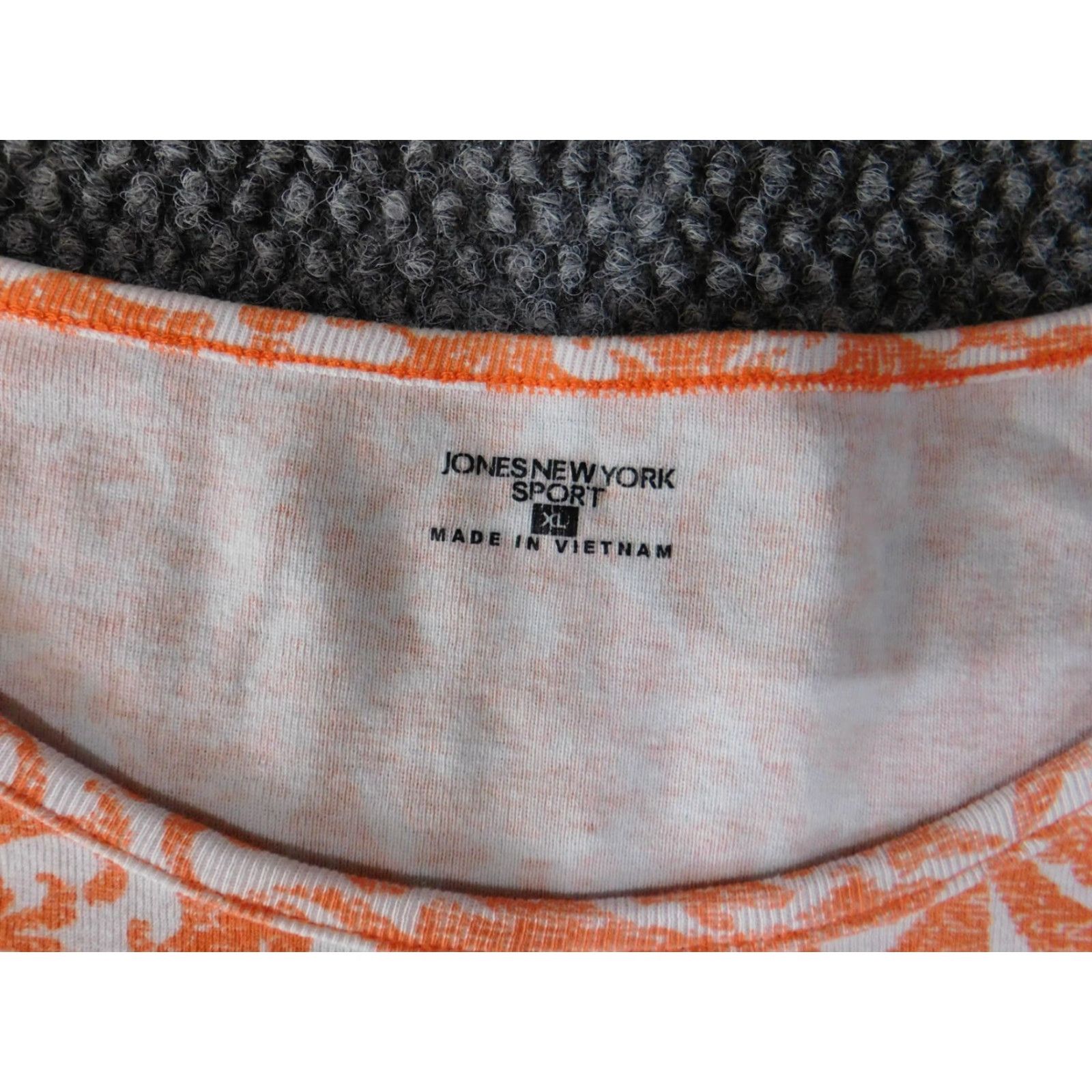 Jones New York Jones New York top Blouse XL Orange geometric Crew Neck Short Sleeve Cotton Rayon Womens Casual Size XL / US 12-14 / IT 48-50 - 4 Thumbnail