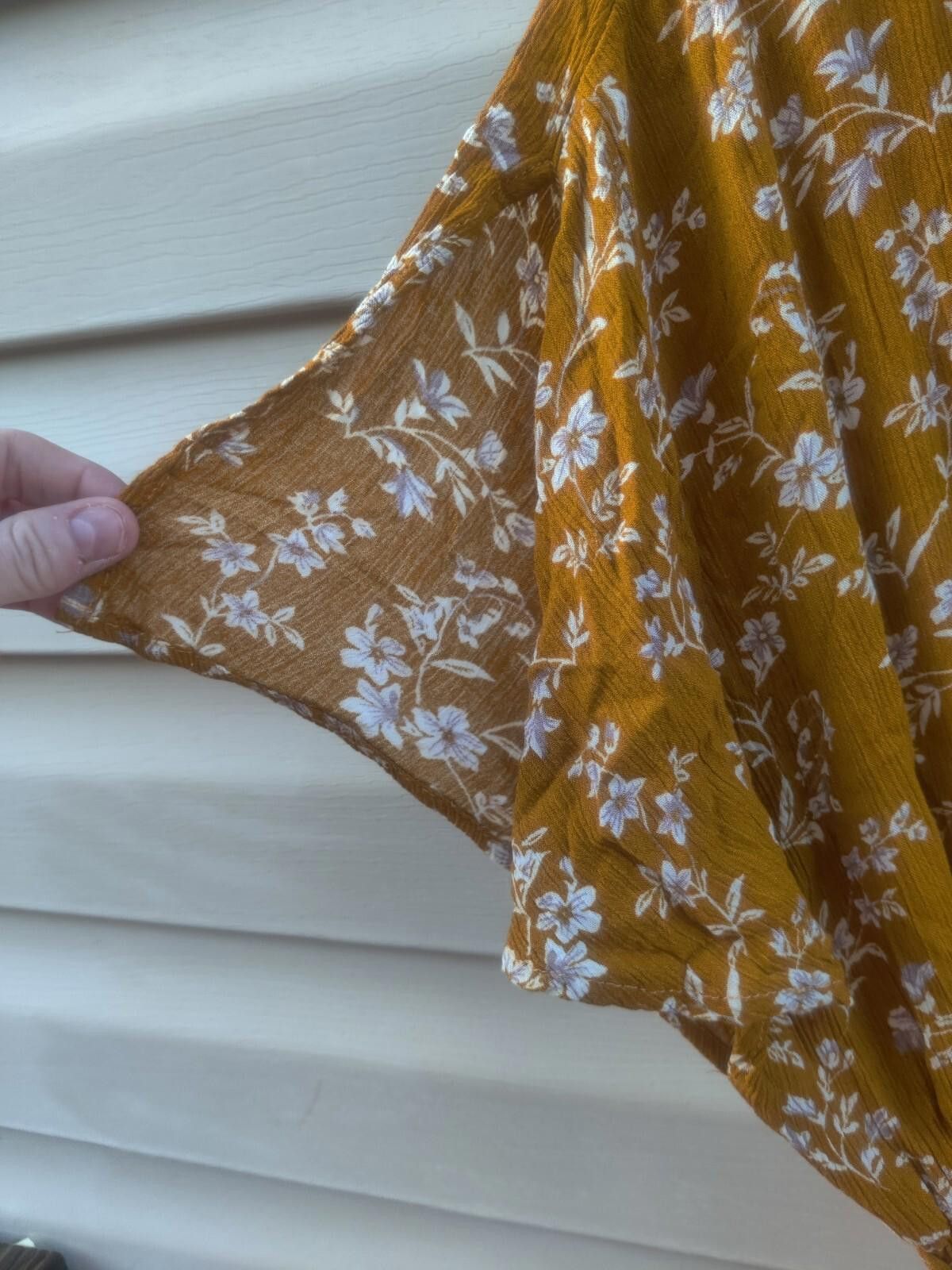 The Unbranded Brand Women Dress Marigold Mustard Yellow White Floral Print Ruffl Size XS / US 0-2 / IT 36-38 - 7 Thumbnail