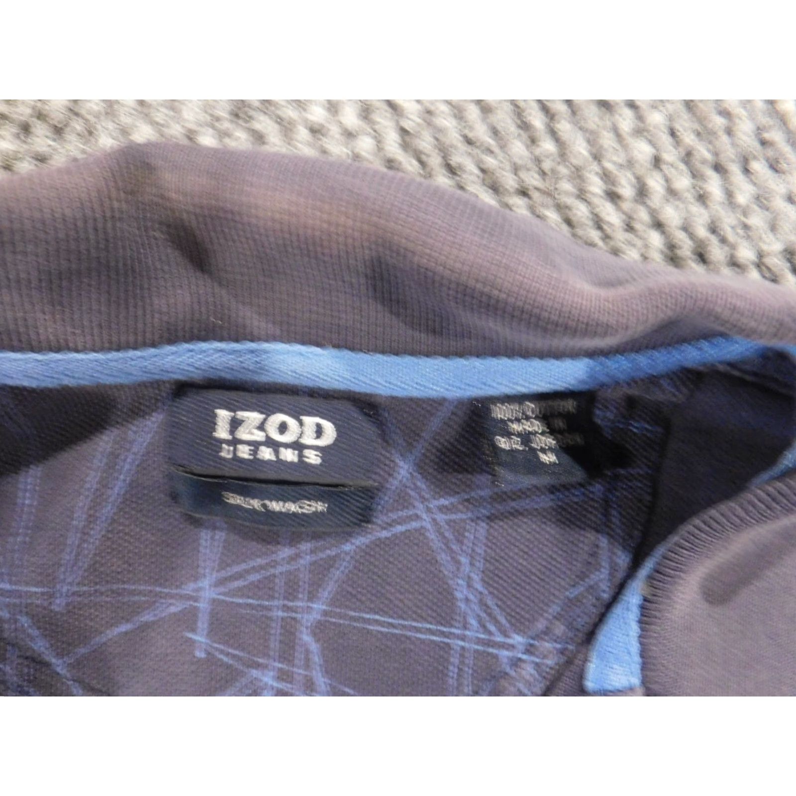 Izod IZOD Polo Shirt Medium Blue Graphic Floral Classic Button Collar Cotton Knit Golf Shirt Mens M Size US M / EU 48-50 / 2 - 5 Thumbnail