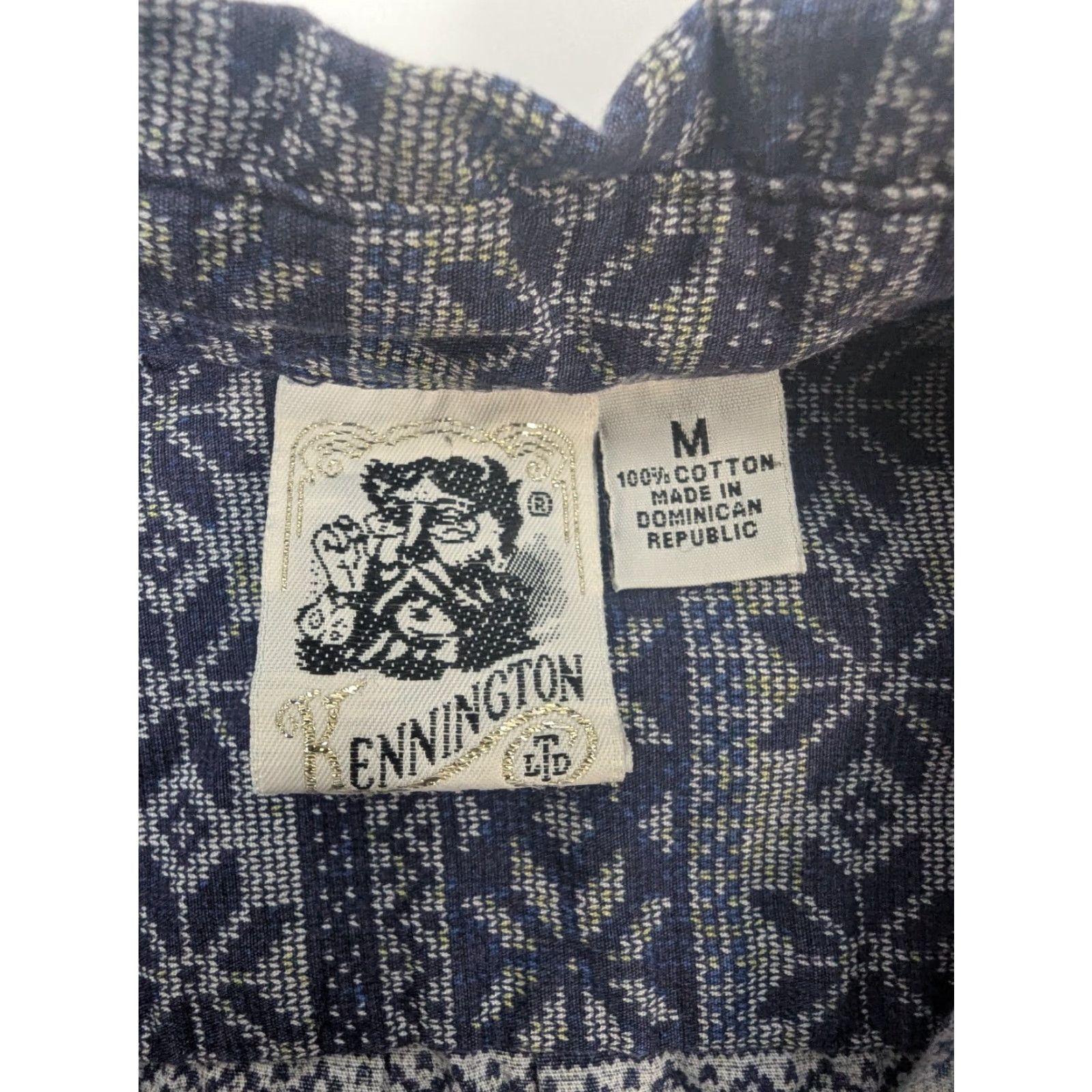 Vintage Kennington Shirt Men’s Medium Blue Geometric Cotton Button-Down Short Sleeve Casual Workwear Vintage: No Size US M / EU 48-50 / 2 - 7 Thumbnail