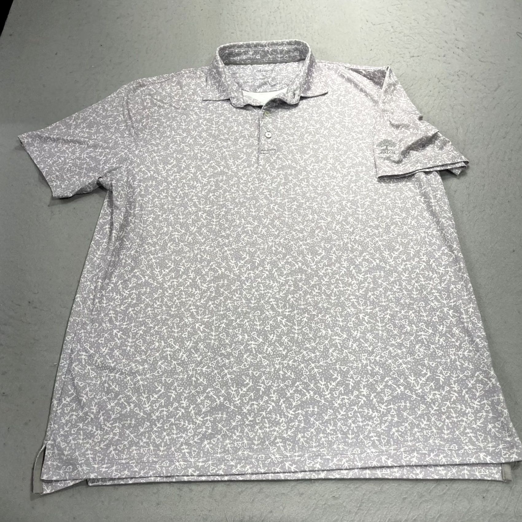 johnnie-O johnnie-O Polo Shirt Mens XL Gray White Floral Golf AOP Stretch Avalon Logo Shirt Mens XL Gray Floral Golf AOP Logo Size US XL / EU 56 / 4 - 2 Thumbnail