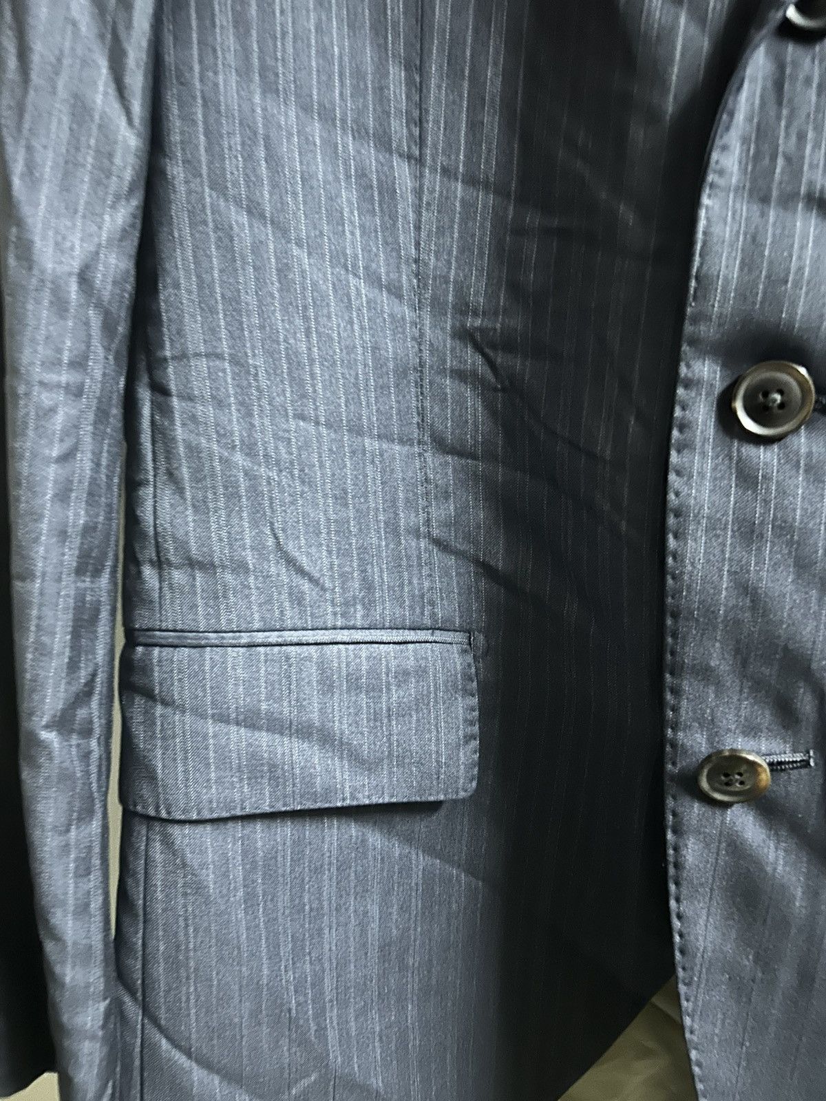 Loro Piana Four Seasons Super 130'S Wool Striped Blazer Size 46S - 10 Thumbnail