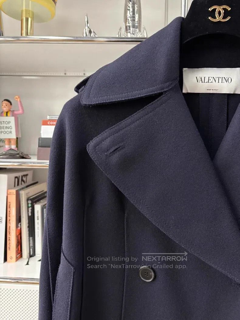Valentino Valentino Dark blue double-breasted cape Size S / US 4 / IT 40 - 4 Thumbnail