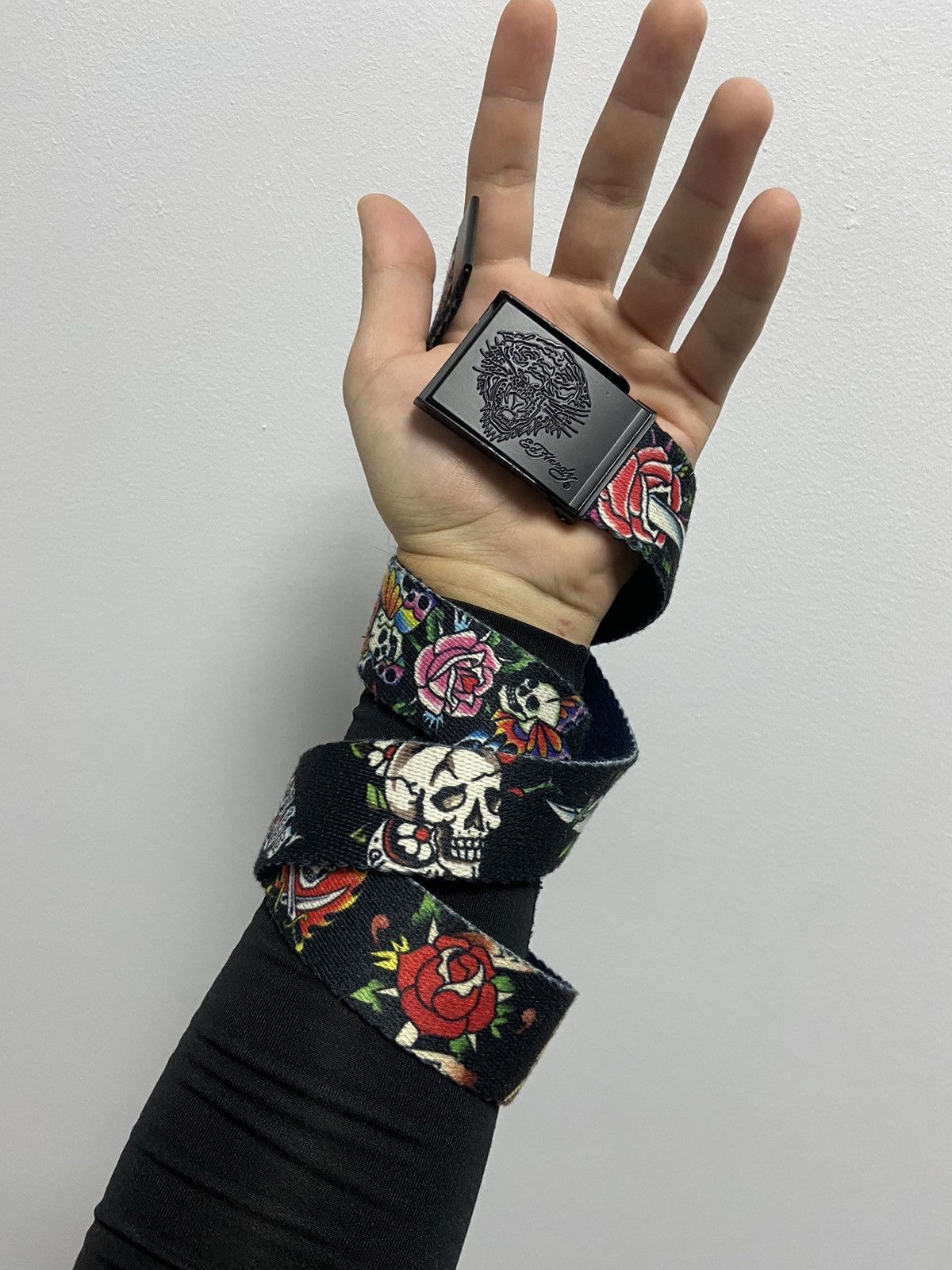Ed Hardy × Vintage Ed Hardy Vintage All Print Belt Skull Rose Tattoo Y2K Size ONE SIZE - 1 Thumbnail