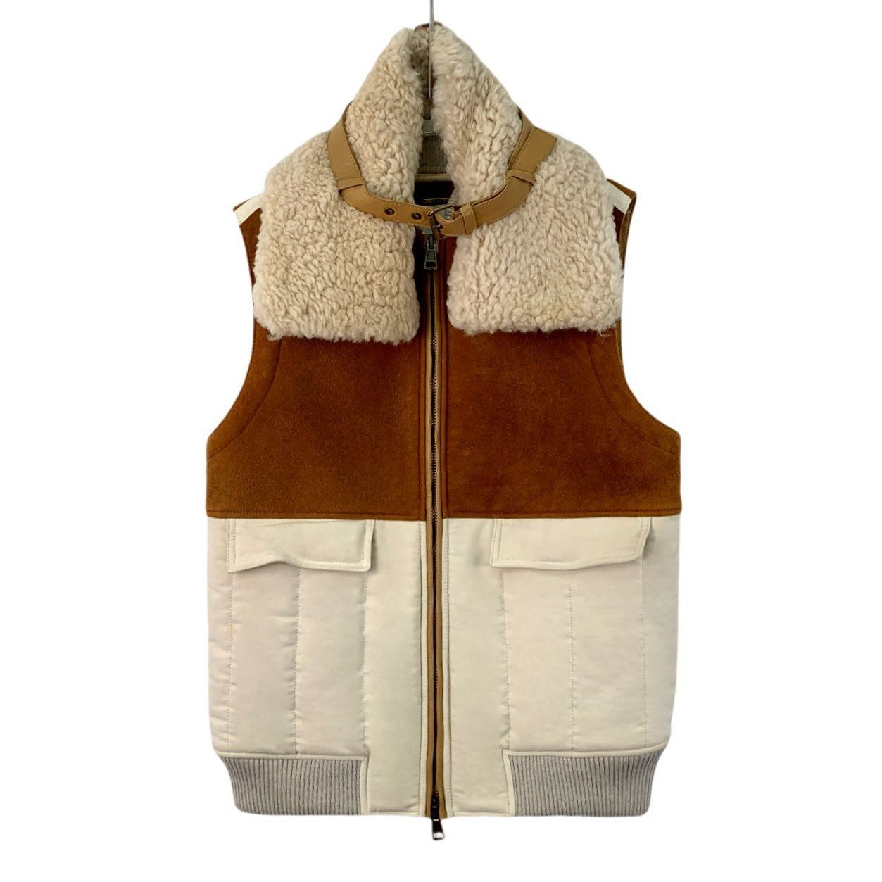 Chloe Chloé Two-Tone Lambskin & Cotton Sleeveless Fur Vest Waistco Size XS / US 0-2 / IT 36-38 - 1 Thumbnail