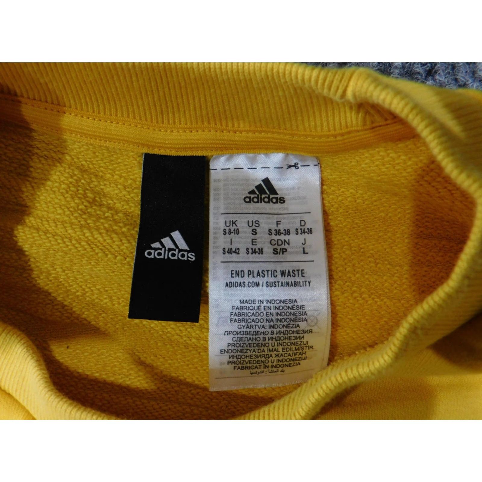 Adidas Adidas Sweatshirt Womens Small Yellow Cropped 3-Stripes Drawstring Crewneck Size S / US 4 / IT 40 - 6 Thumbnail