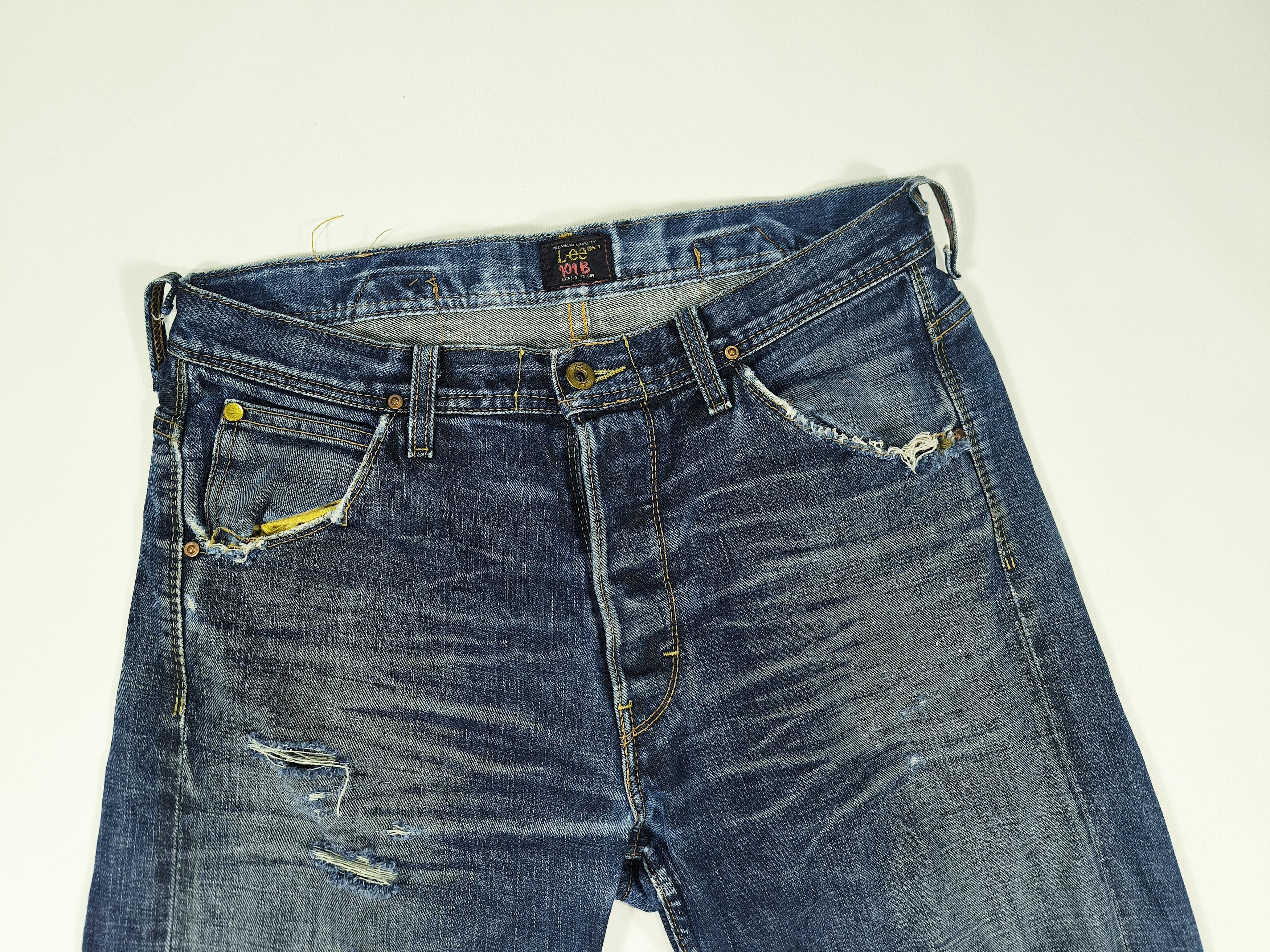 Lee Lee 101B Distressed Selvedge Denim Jeans Size W32 L32 Size US 32 / EU 48 - 2 Thumbnail