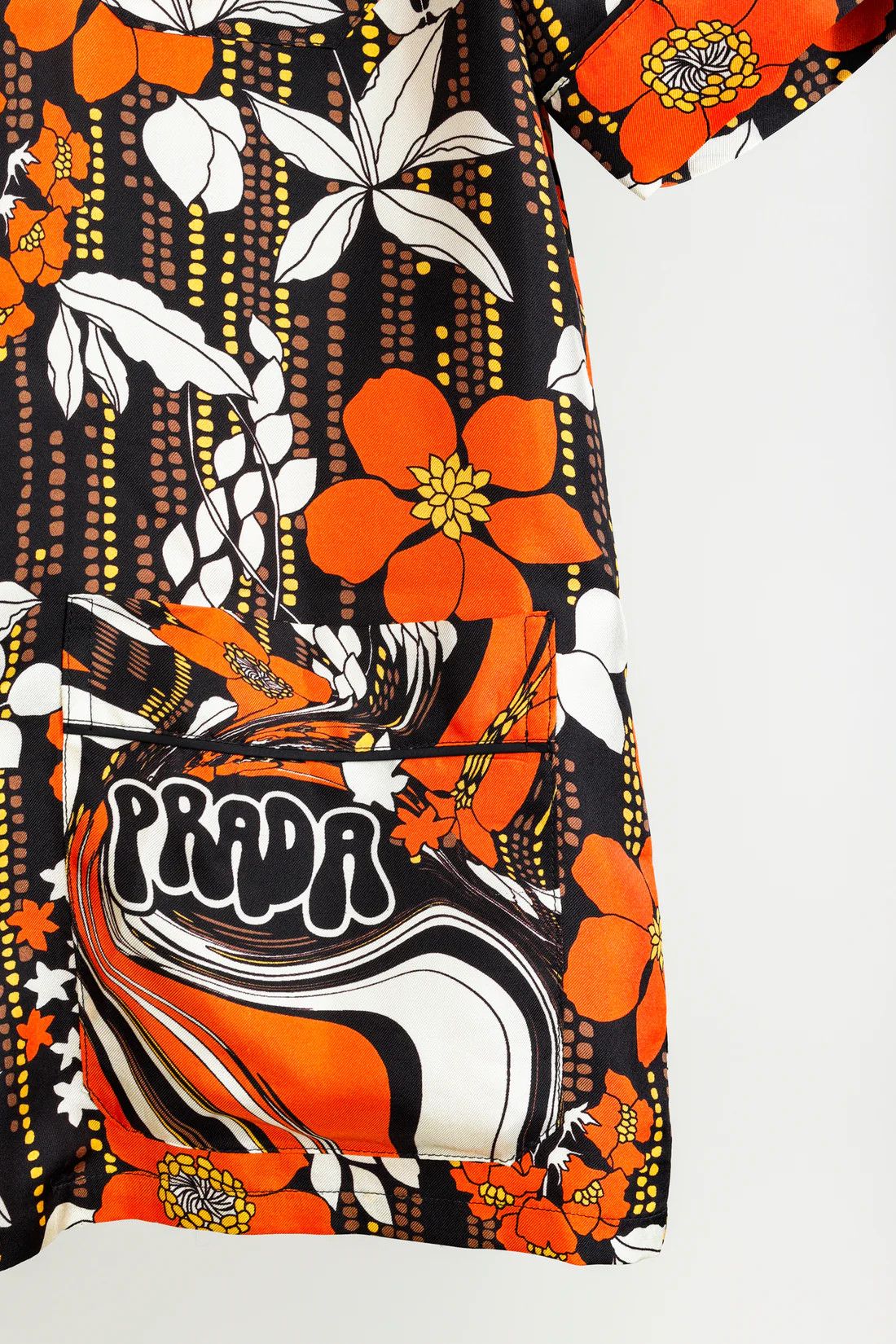 Prada Prada Cruise 2019 Orange Silk Hawaiian Print Bowling Shirt Size US S / EU 44-46 / 1 - 7 Thumbnail