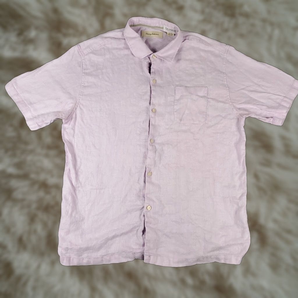 Tommy Bahama Tommy Bahama Shirt Mens XL Purple Linen Hawaiian Button Up Short Sleeve Size US XL / EU 56 / 4 - 1 Thumbnail