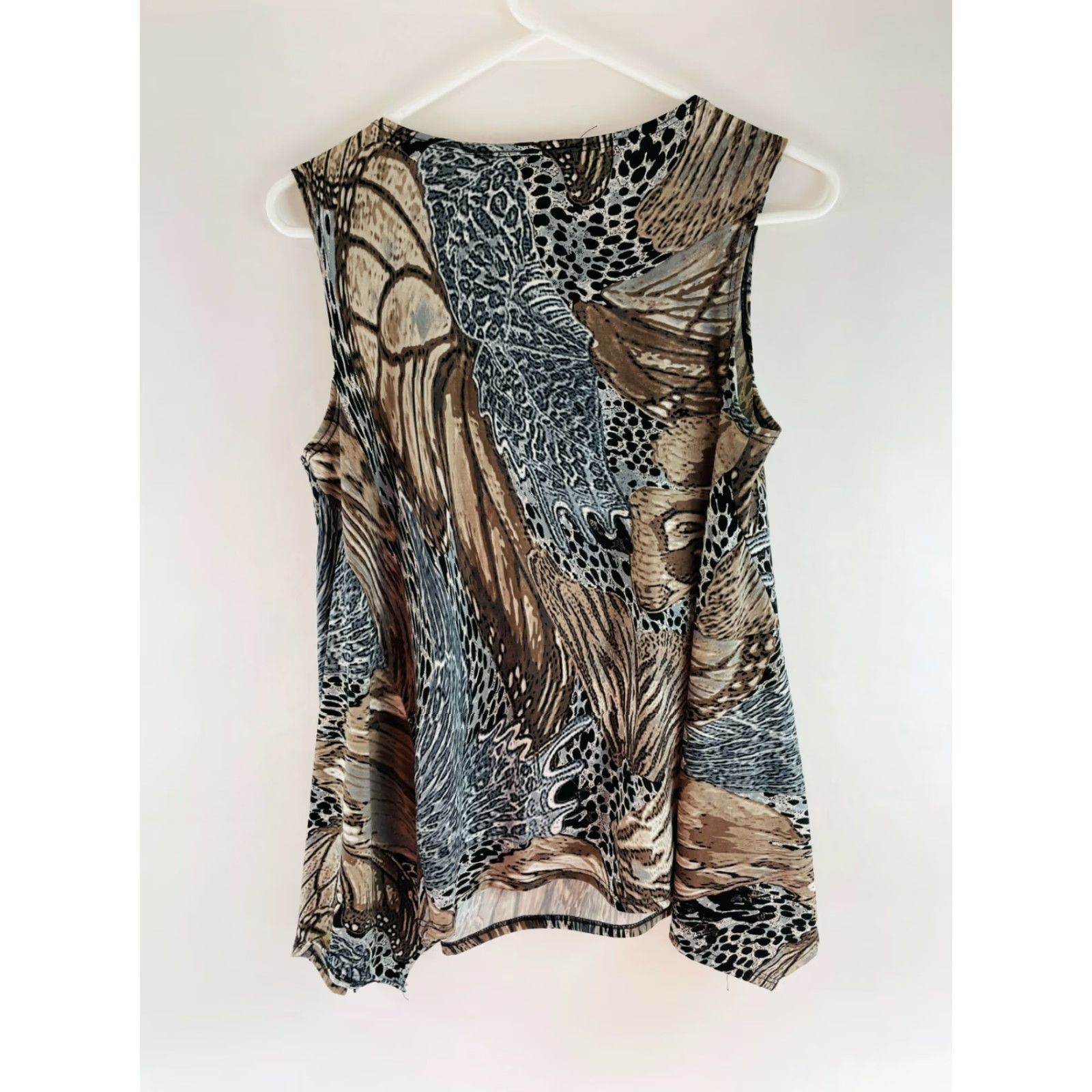 Vintage Notations Sleeveless Top Women's Brown Animal Print Beads Scoopneck M Swing Shirt Casual Size M / US 6-8 / IT 42-44 - 3 Thumbnail