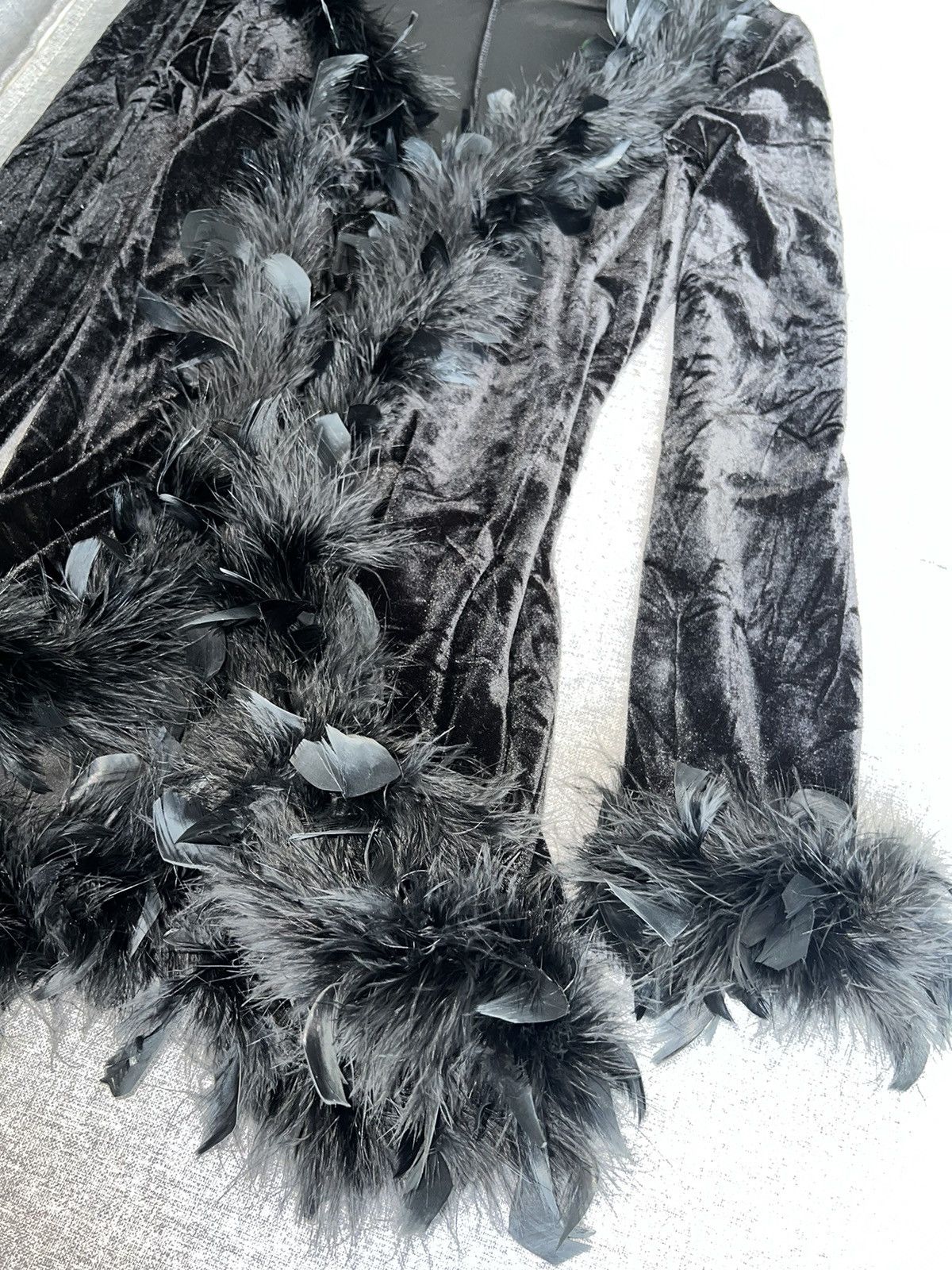 Ann Demeulemeester RARE velvet feather trim cardigan 🪶 Size M / US 6-8 / IT 42-44 - 10 Thumbnail