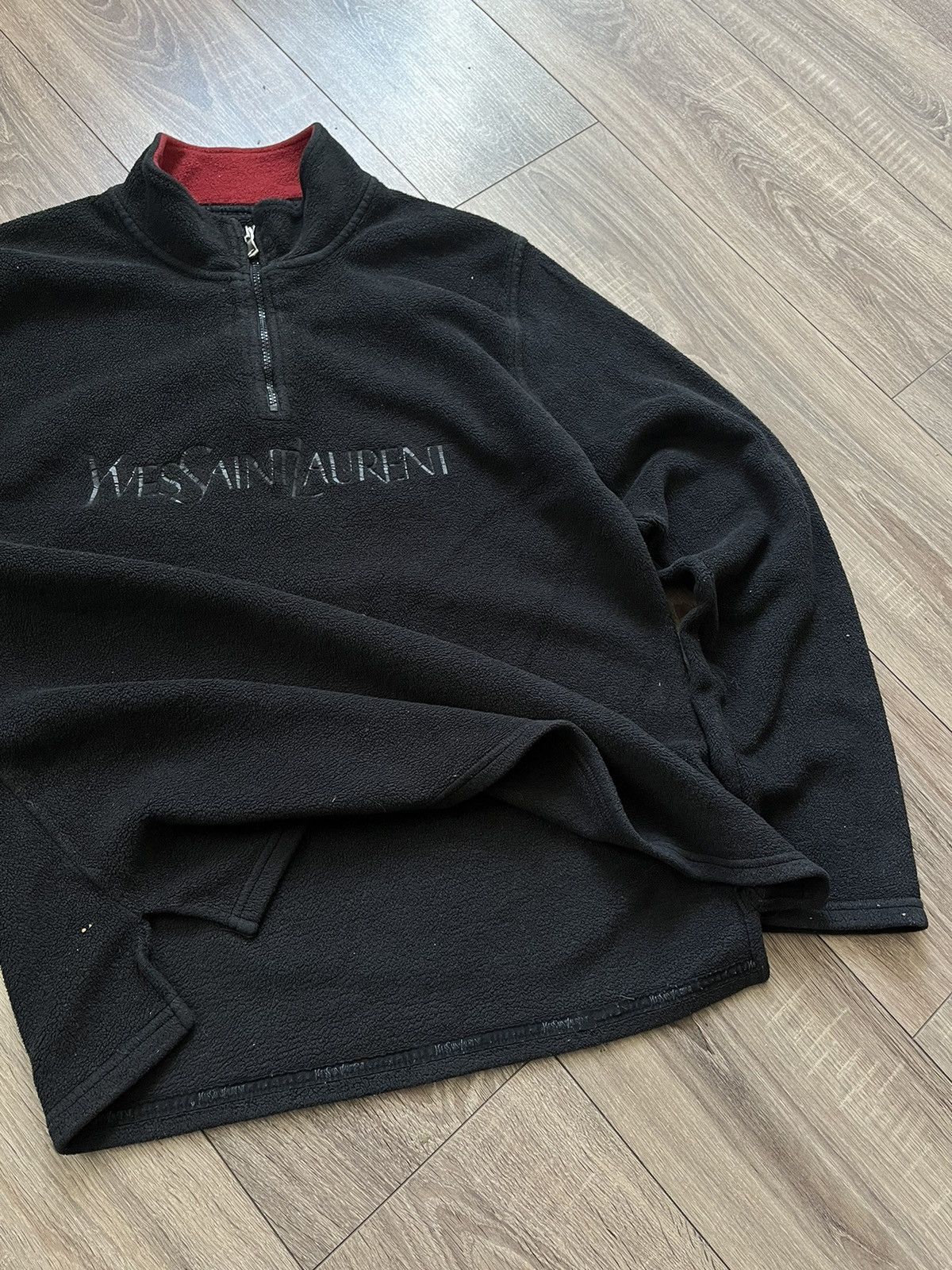 Saint Laurent Paris 🔥RARE🔥 YSL Vintage 1/3 zip big logo fleece sweatshirt Size US XL / EU 56 / 4 - 5 Thumbnail