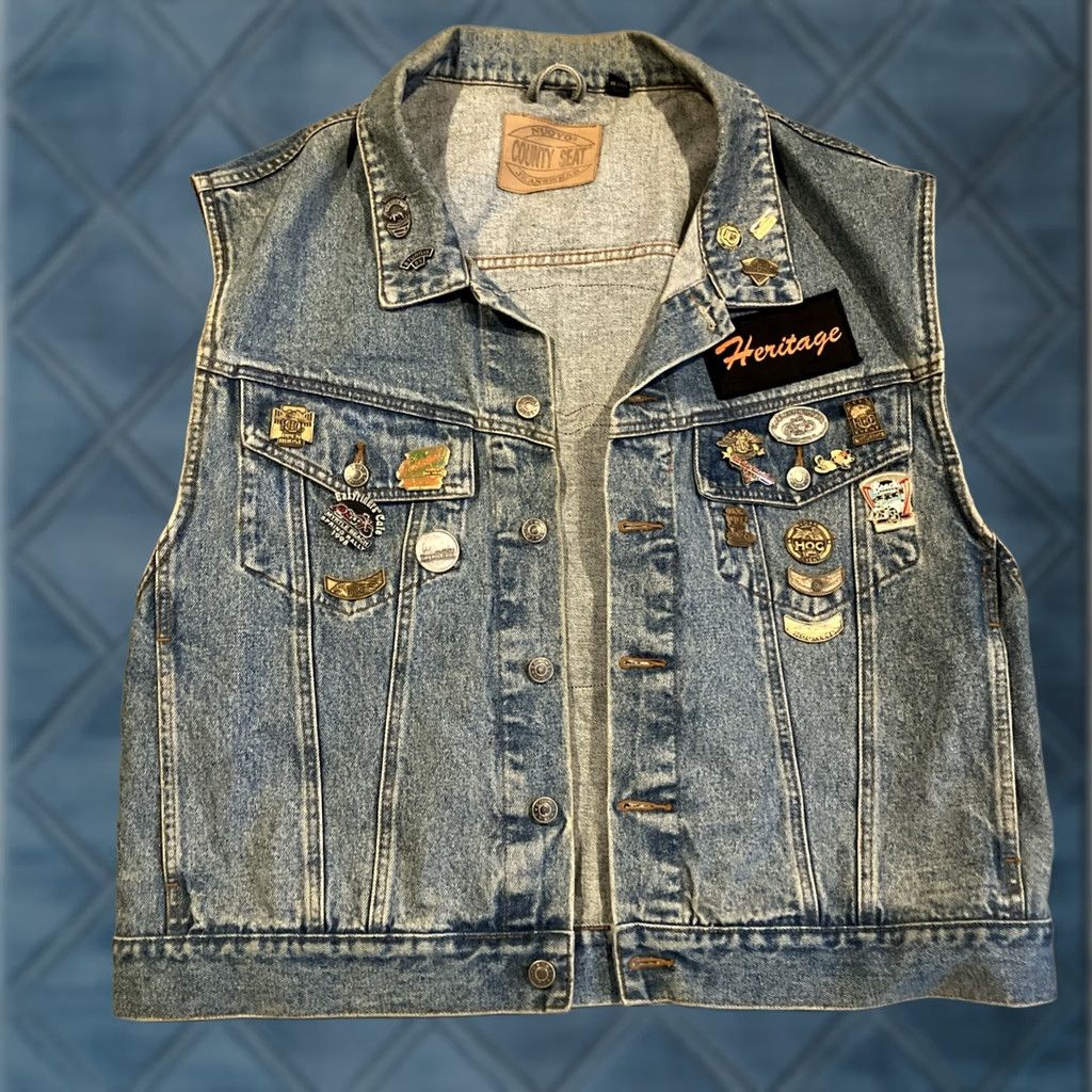 Harley Davidson VINTAGE Harley Davidson Denim Biker Vest XL RARE HOG Pins Baltimore Patch Size US XL / EU 56 / 4 - 1 Thumbnail