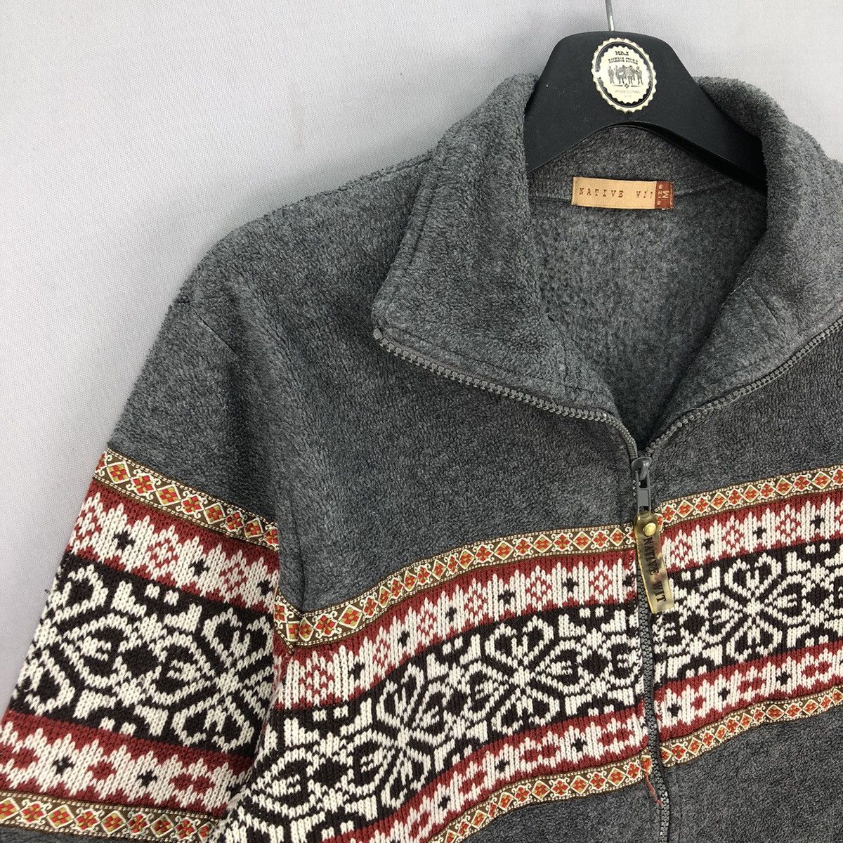 Native Vintage 90's Native Navajo Knit Art Fleece Zipper Jacket Size US S / EU 44-46 / 1 - 2 Thumbnail