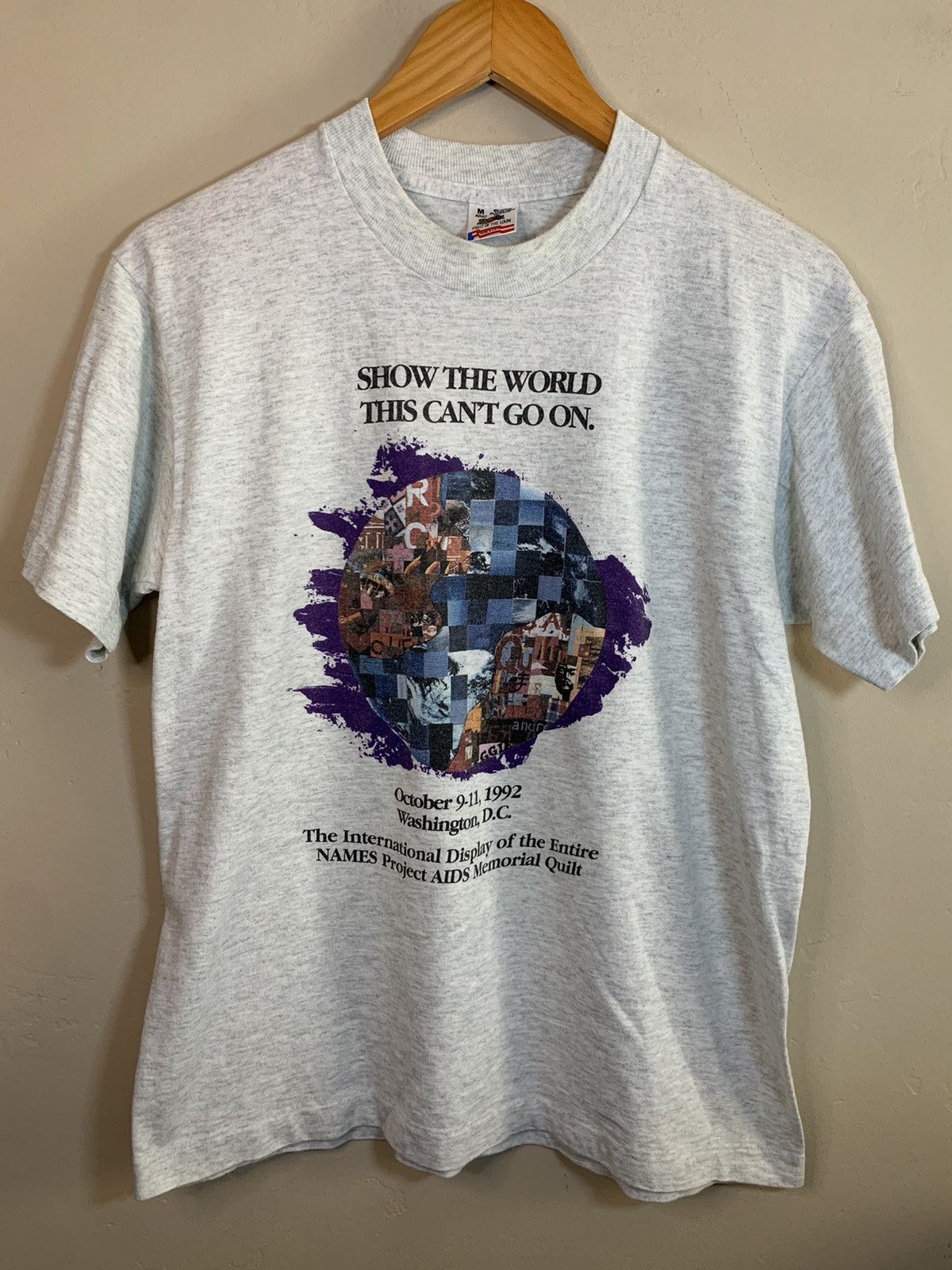 Vintage RARE* Vintage 1992 NAMES Project AIDS Memorial Quilt T-Shirt Size US M / EU 48-50 / 2 - 1 Thumbnail