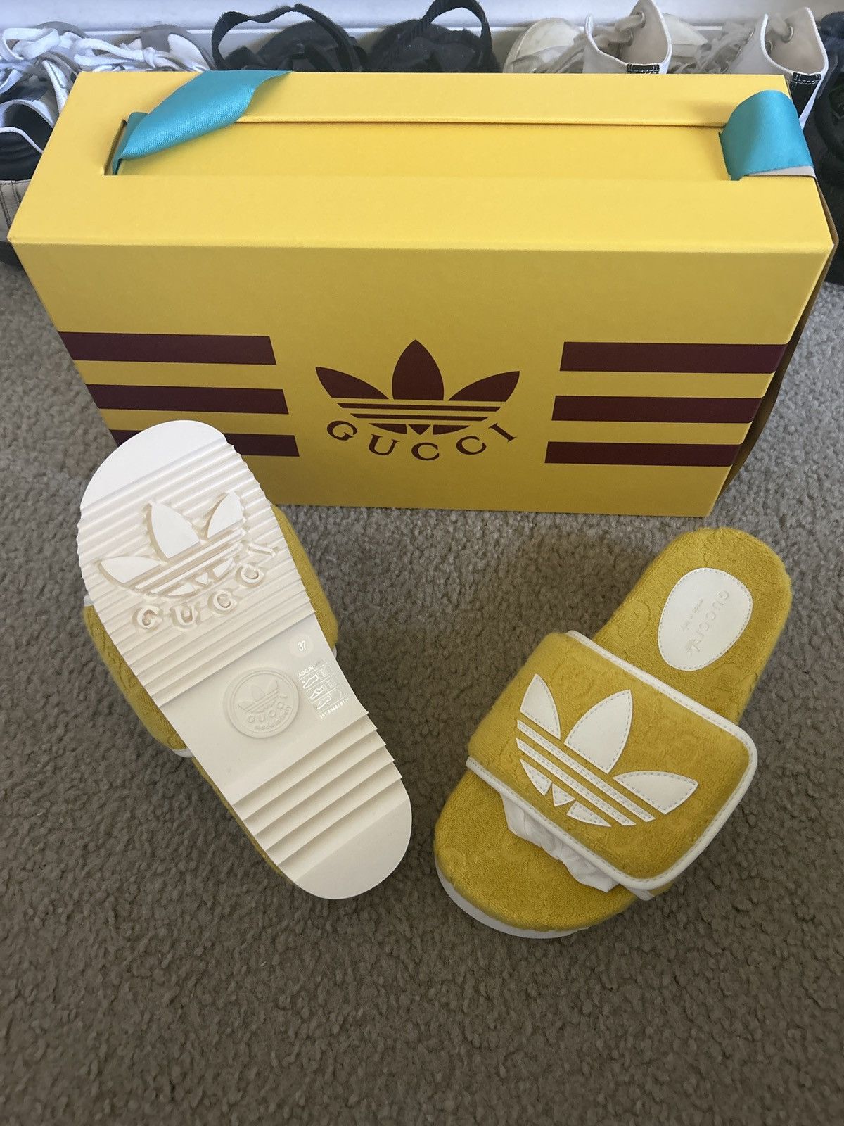 Adidas × Gucci Adidas x Gucci Wmns GG Platform Sandal Yellow Cotton Sponge Size US 6.5 / IT 36.5 - 2 Thumbnail