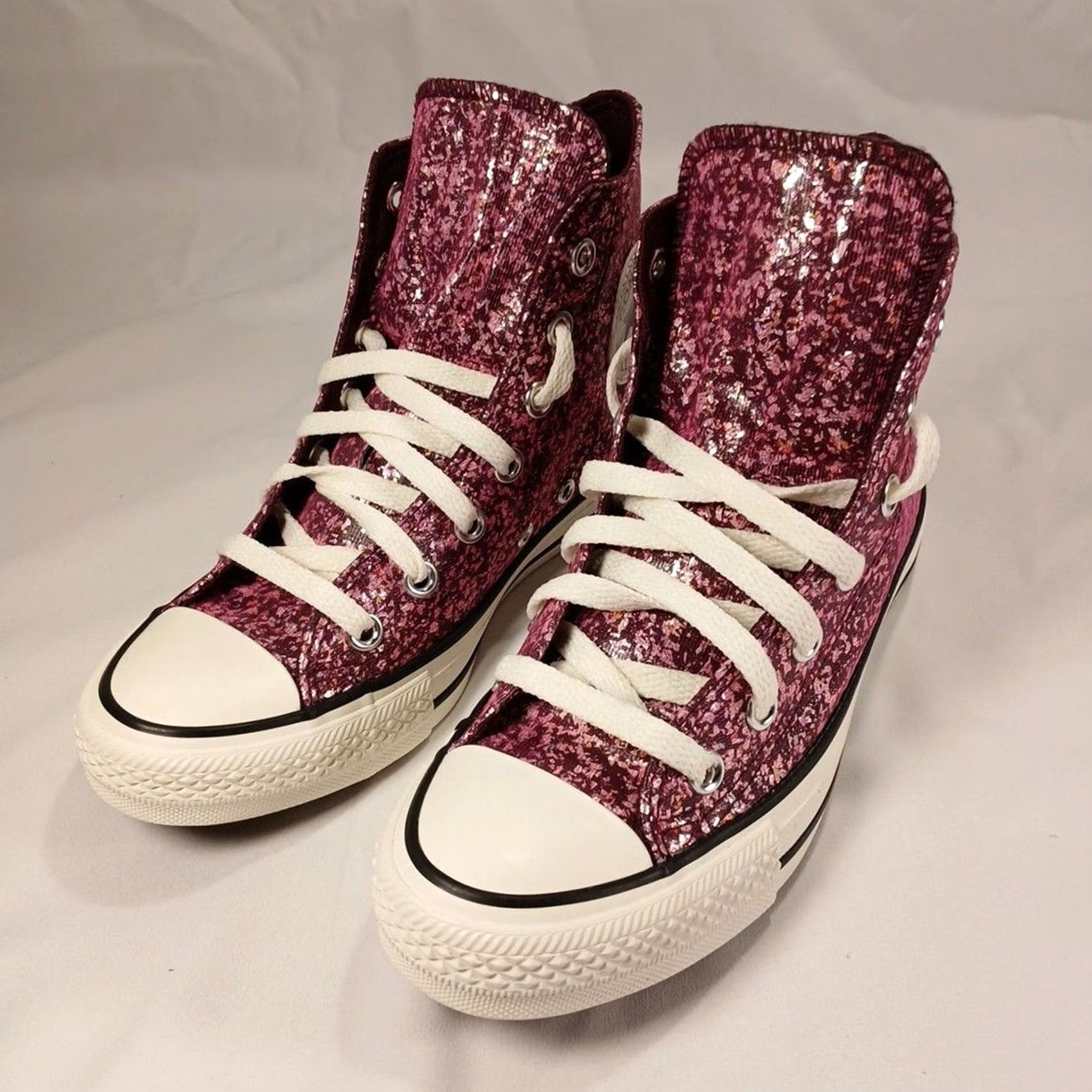 Converse VINTAGE No Converse Chuck Taylor All Star Hi Women’s 6.5 Pink Purple Glitter Shoes Casual Sneakers High Top Stars Rainbow Glitter Women’s Size M / US 6-8 / IT 42-44 - 2 Thumbnail