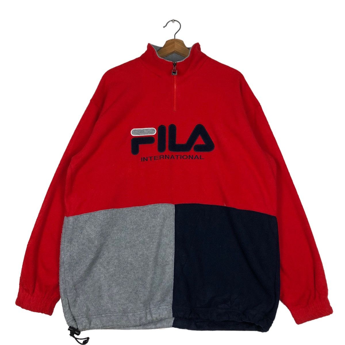 Japanese Brand 🔥Vtg Anorak Jacket Fleece Fila International Big Spell Out Size US XL / EU 56 / 4 - 1 Thumbnail