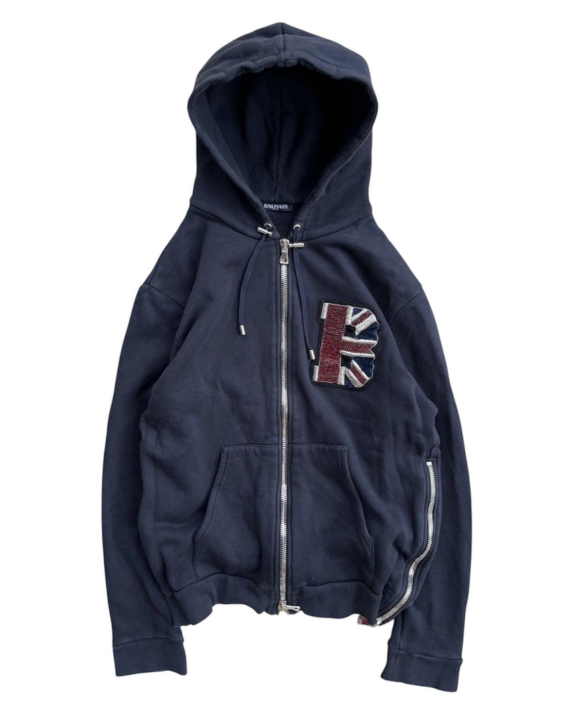Balmain SS16 Balmain British Flag Multi-Zip Biker Hoodie | Grailed
