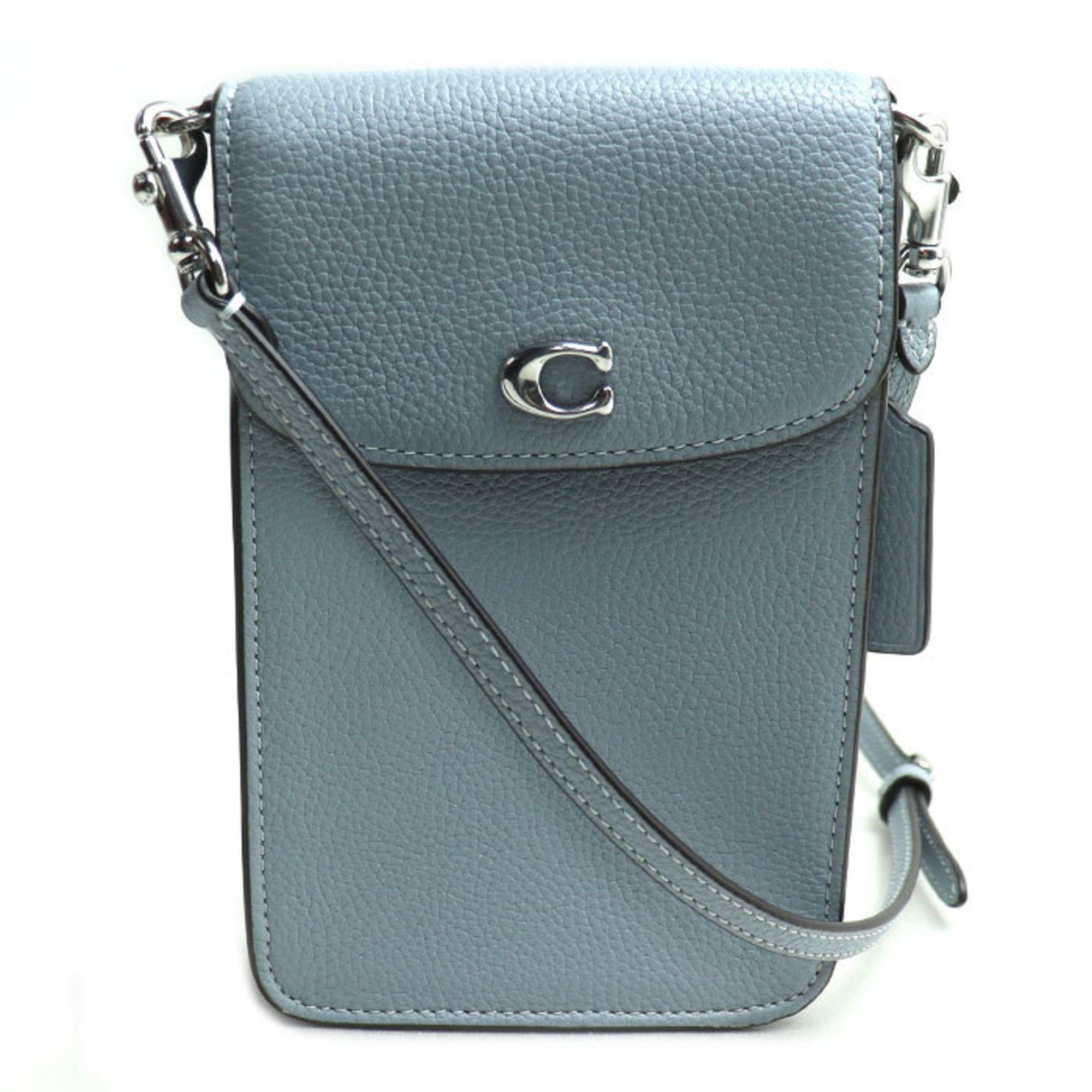 Coach Phone Crossbody Shoulder Bag Gray Blue Ch815 Lhn19 Smartphone Unisex, Women's